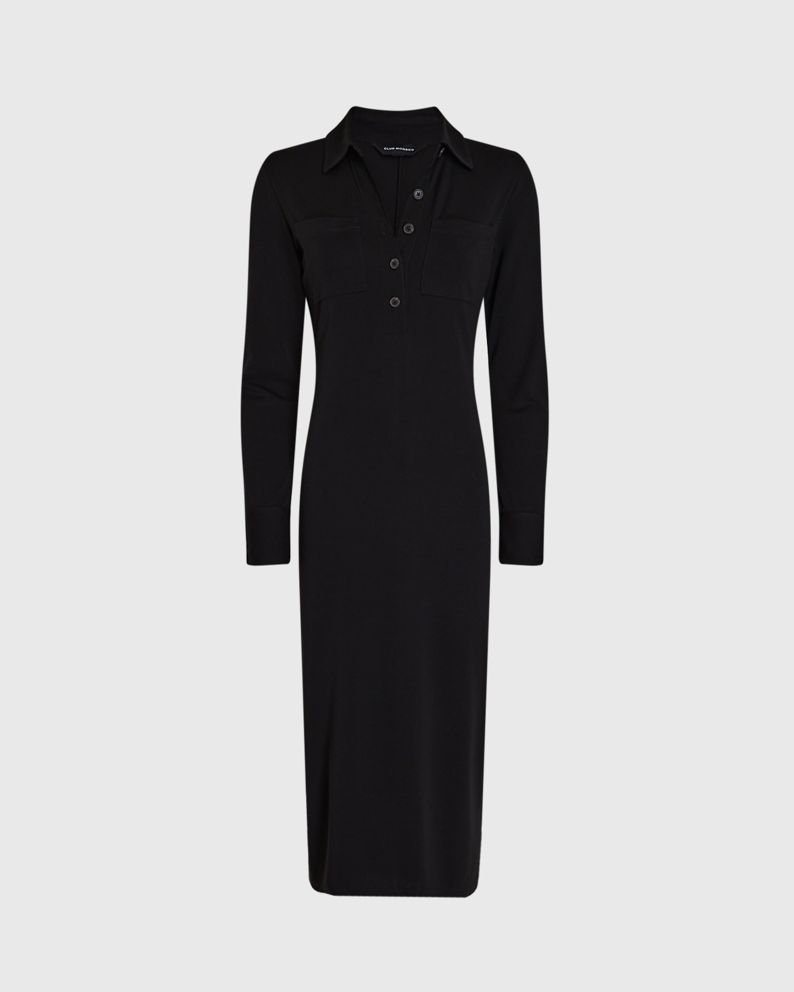 CLUB MONACO - Polo Collar Knit Maxi Dress - Black