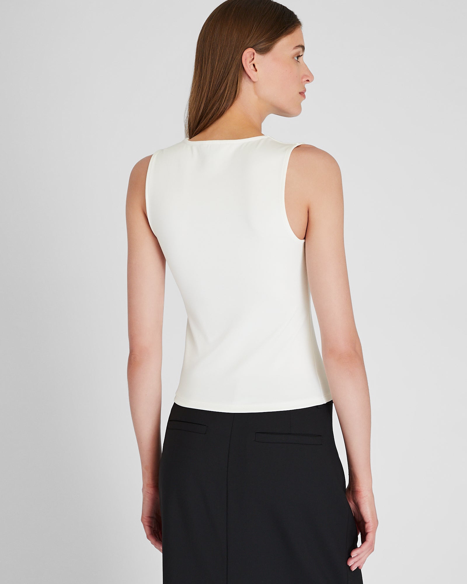 CLUB MONACO - Micro Rib Square Neck Tank - Bright White