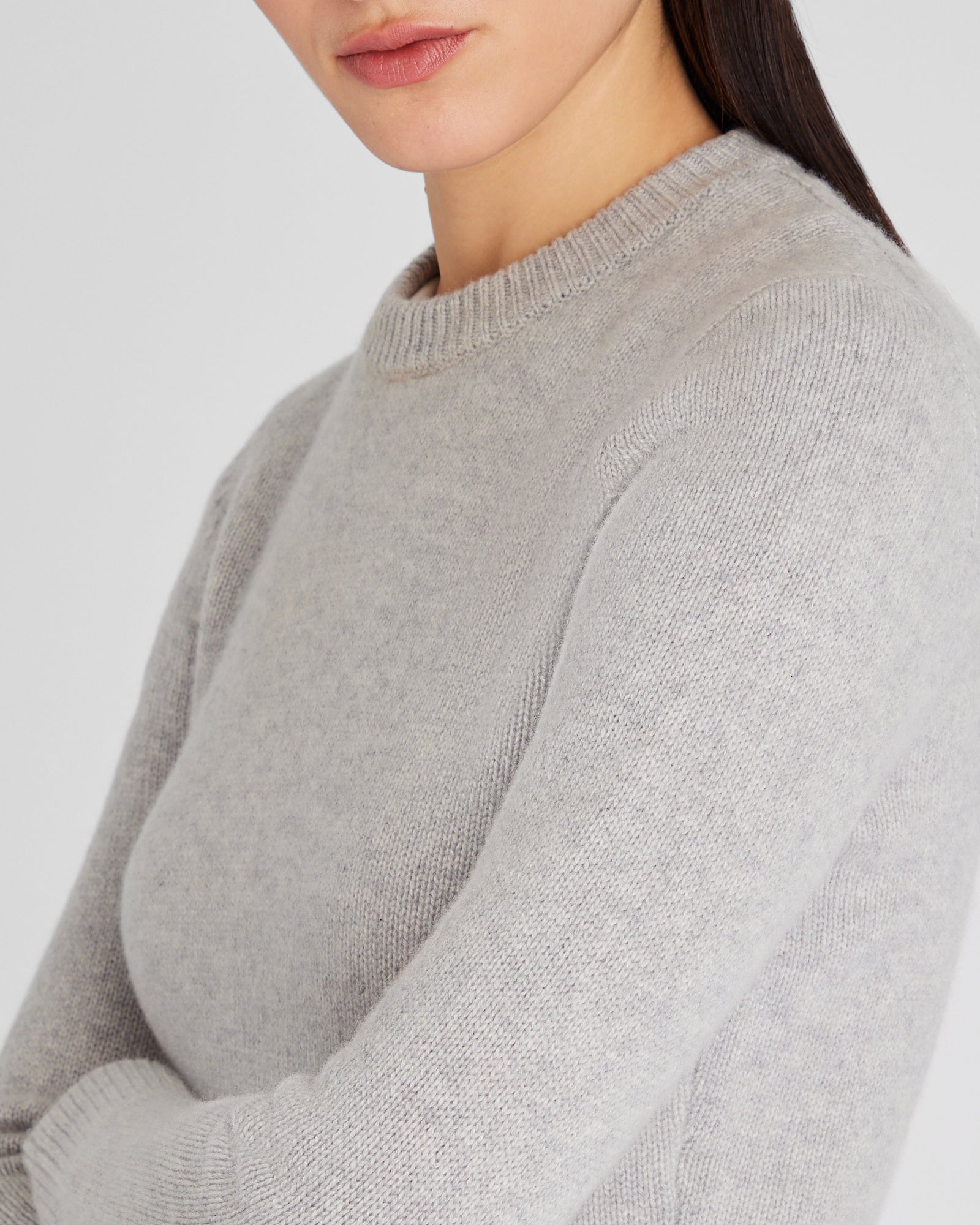 CLUB MONACO - Cashmere Shrunken Crewneck Sweater - Light Heather Grey