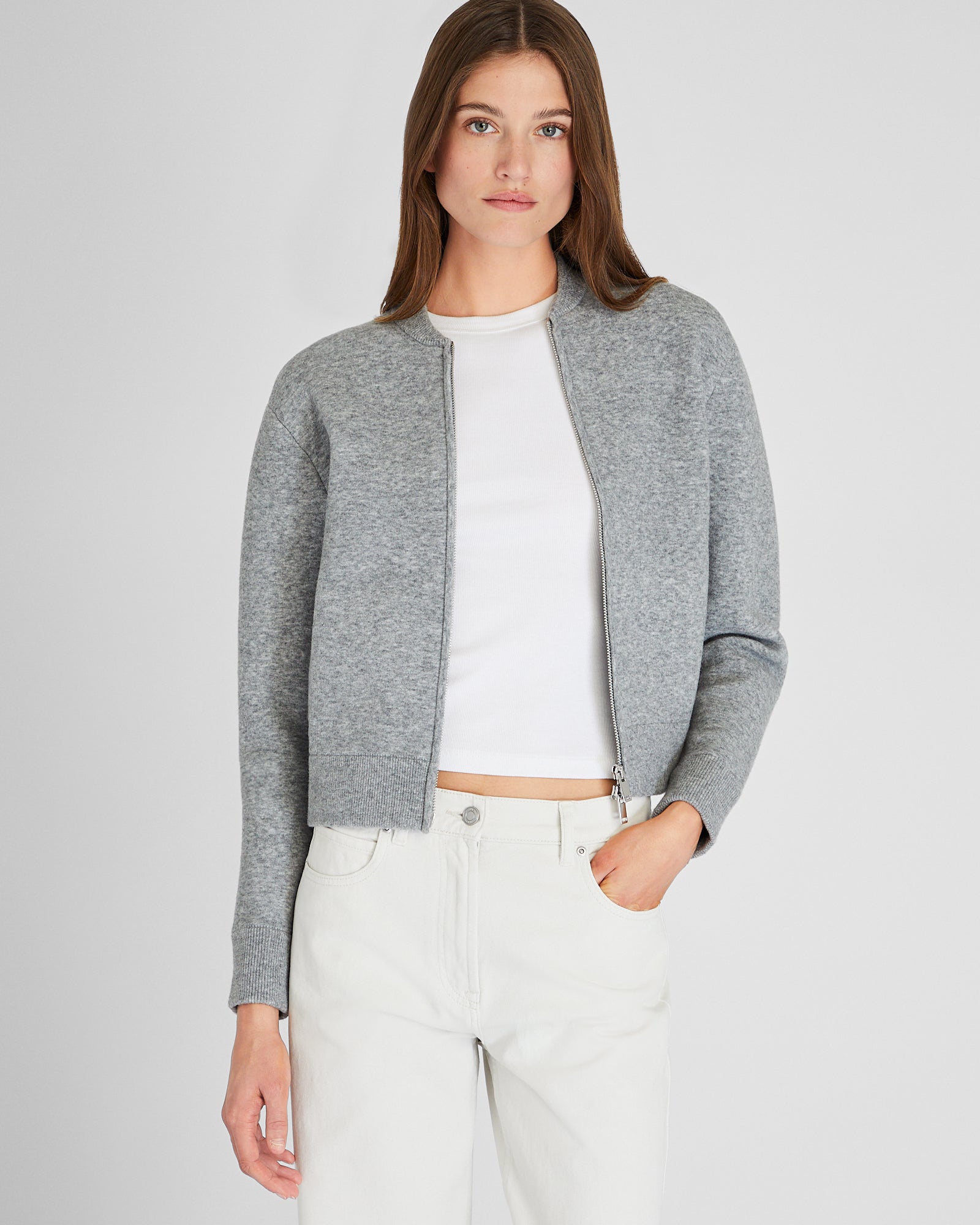 CLUB MONACO - Sweater Bomber Jacket - Nickel