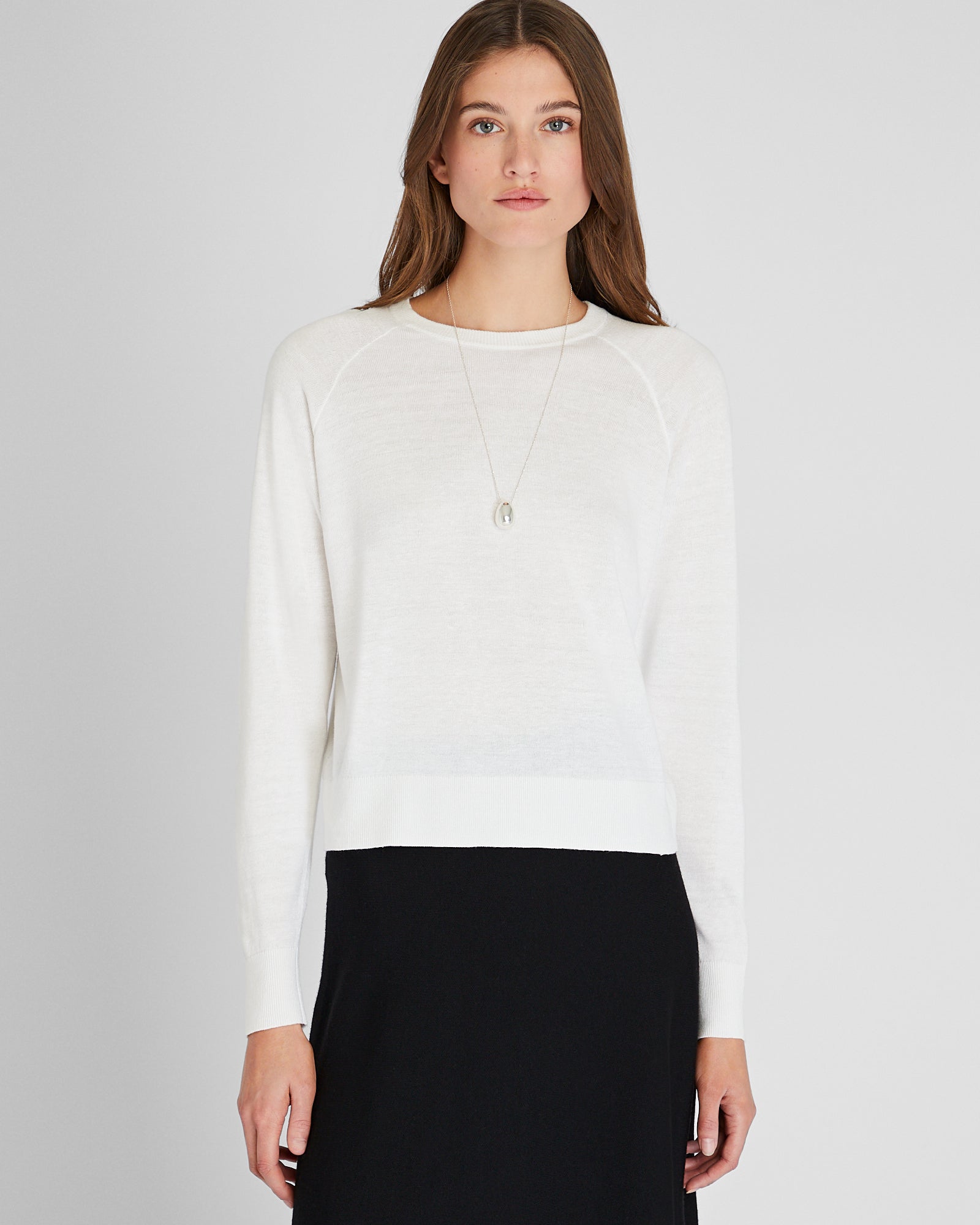 CLUB MONACO - Pull ras du cou raglan en lin - Crème