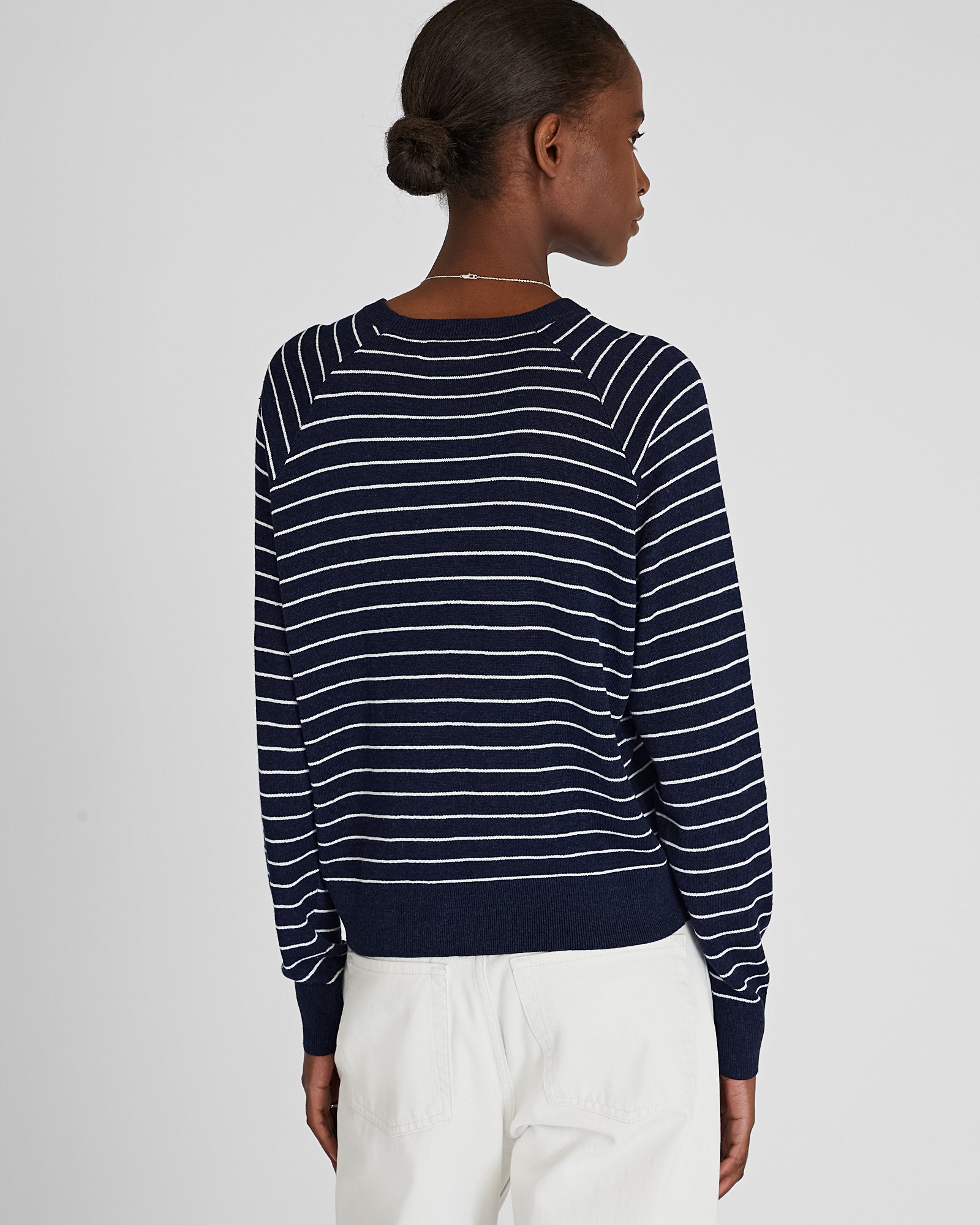 CLUB MONACO - Pull ras du cou raglan en lin - Marine maritime