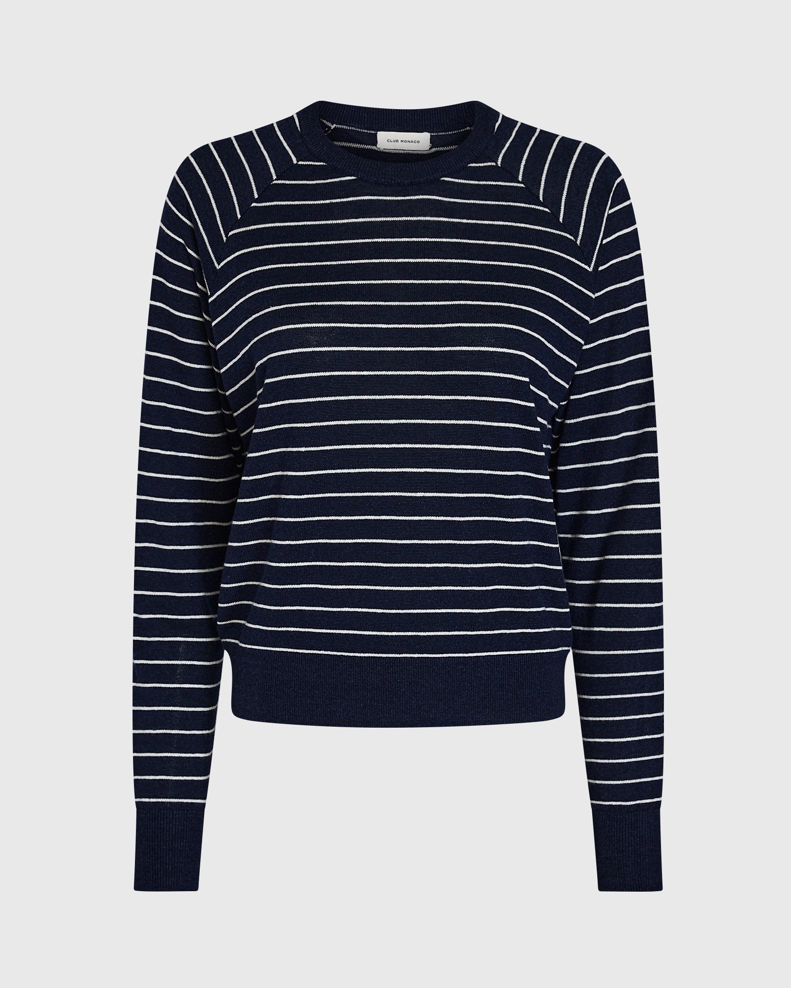 CLUB MONACO - Pull ras du cou raglan en lin - Marine maritime