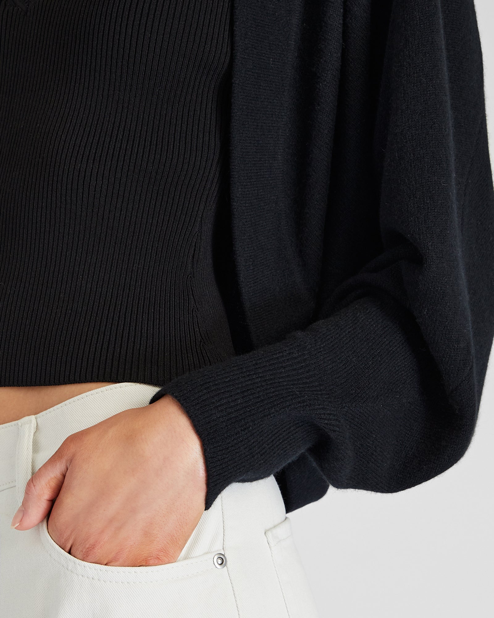 CLUB MONACO - Cashmere Open Cardigan - Noir