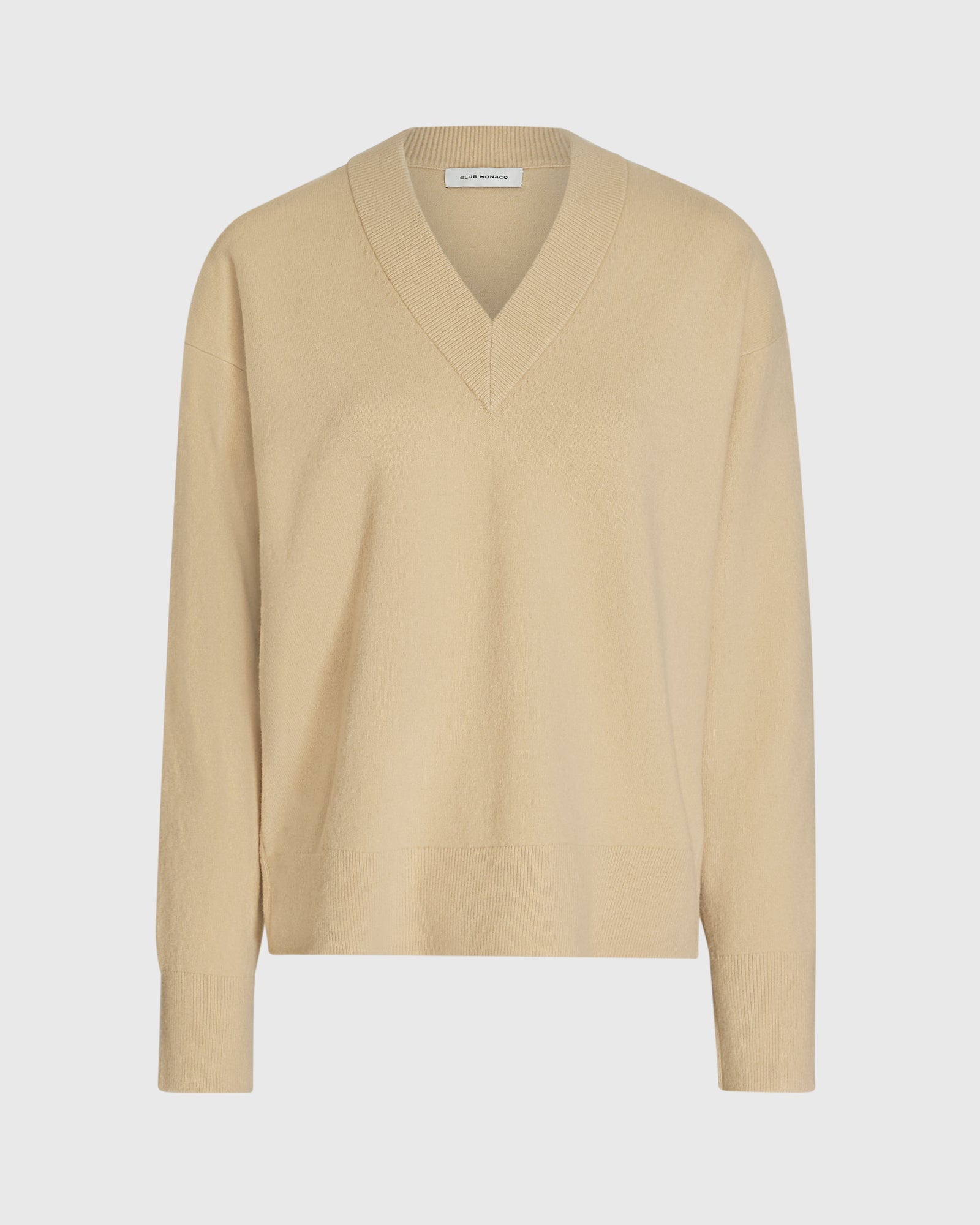 CLUB MONACO - Merino Blend V-Neck Sweater - Sesame