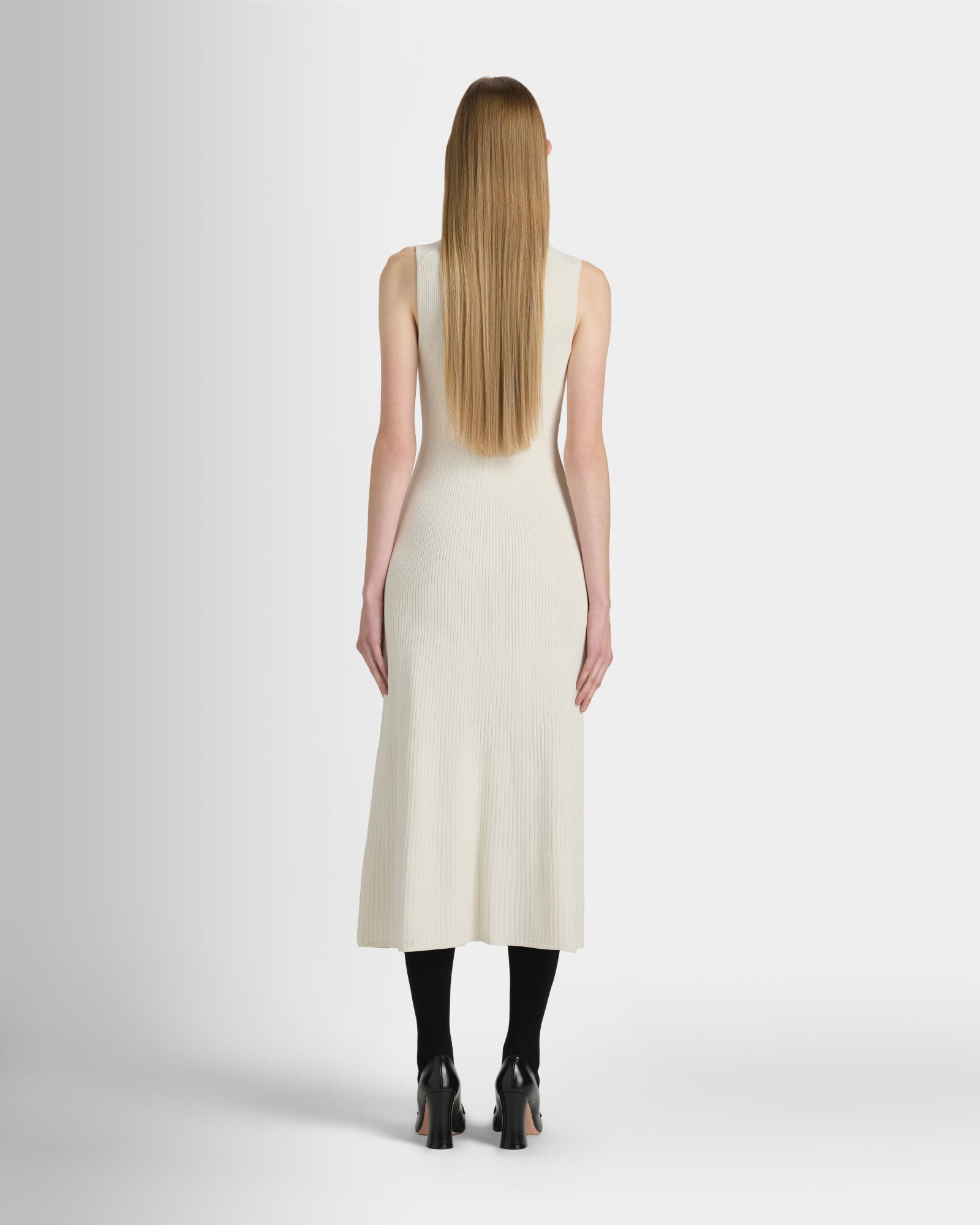 Club Monaco Corp, CA - Ribbed Crewneck Midi Dress - Off White