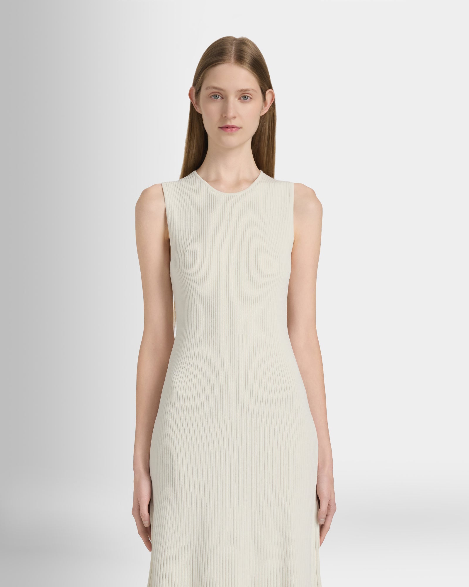 Club Monaco Corp, CA - Ribbed Crewneck Midi Dress - Off White