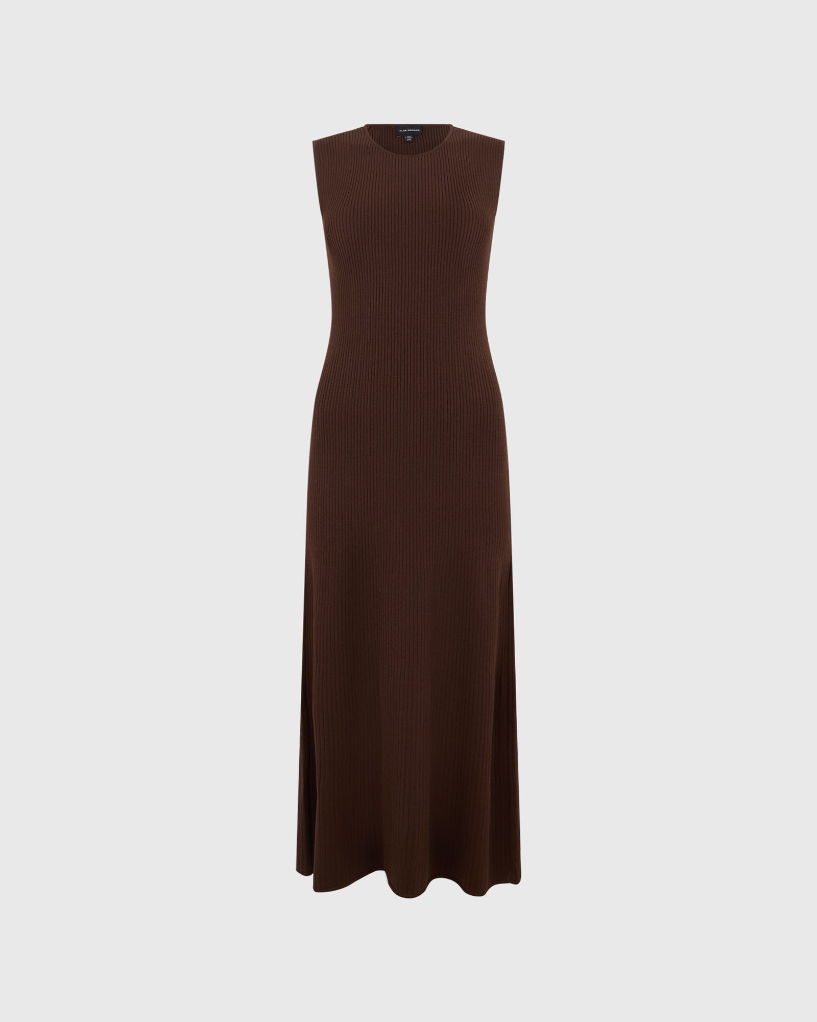 Club Monaco Corp, CA - Ribbed Crewneck Midi Dress - Chocolate