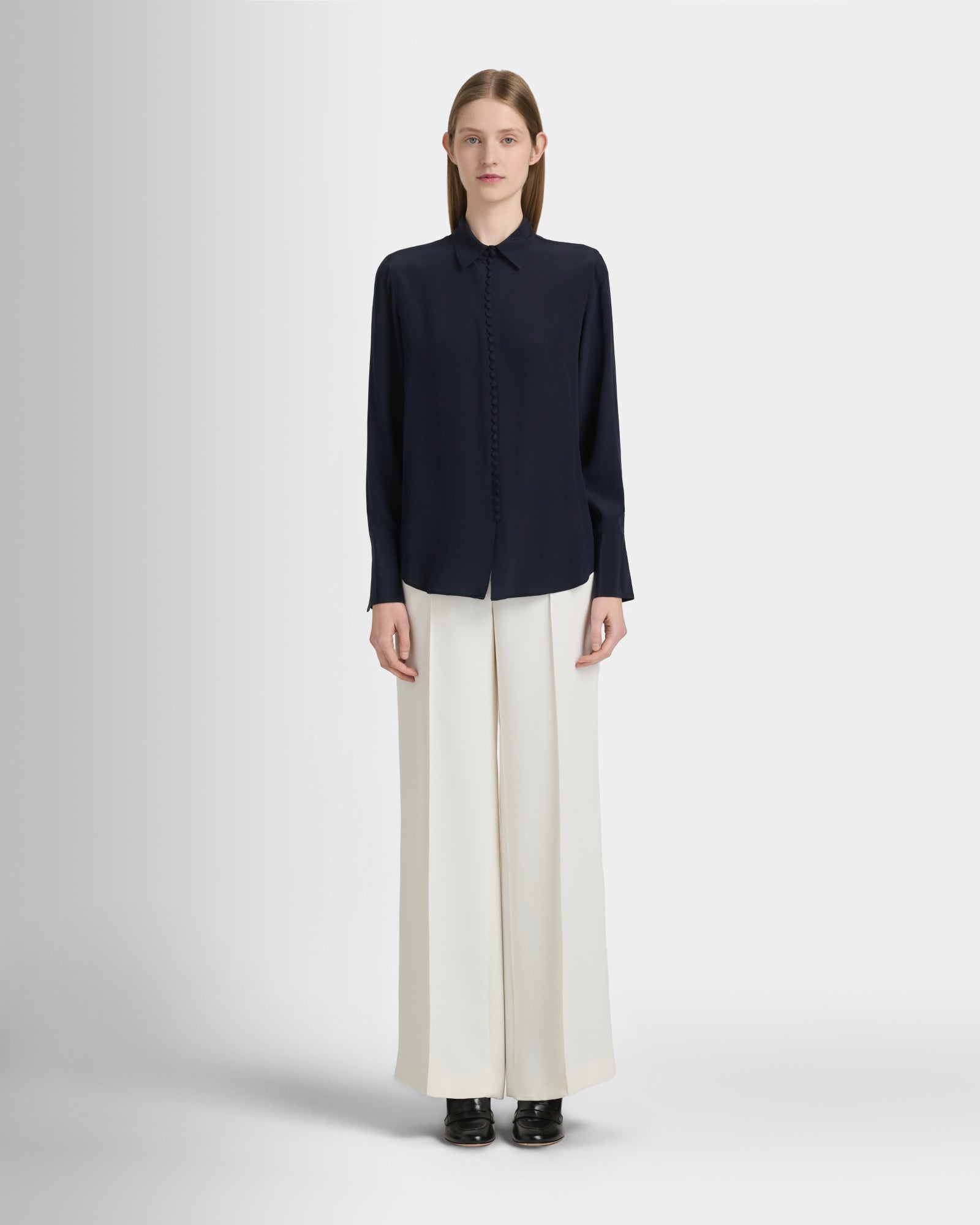 Club Monaco Corp, CA - Helek Silk Shirt - Navy