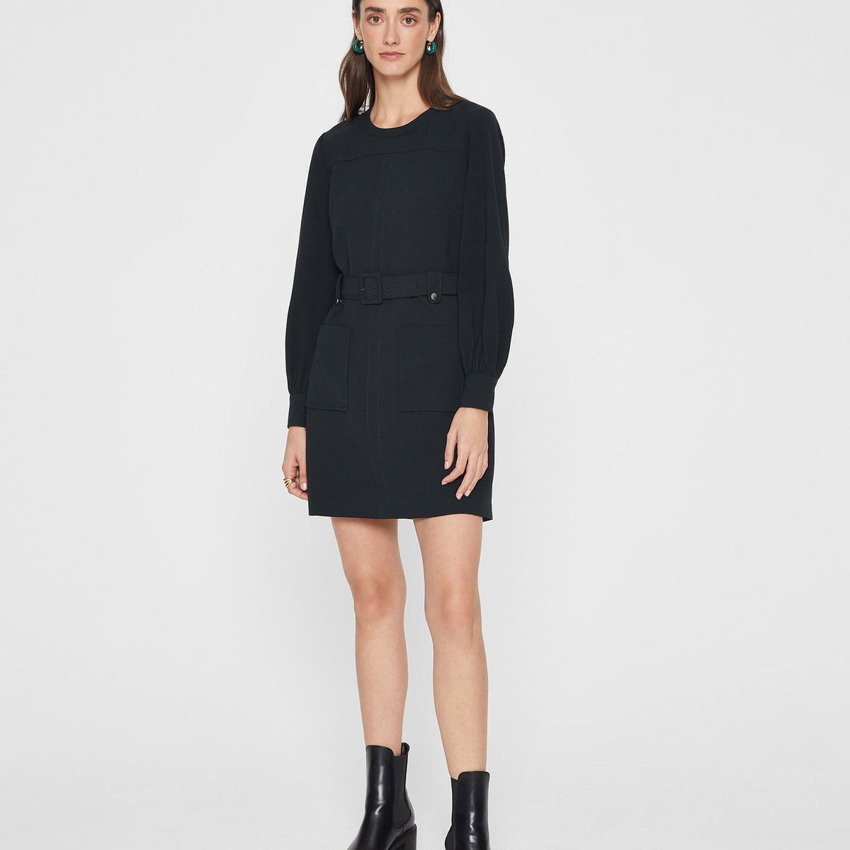 Women's Black Belted Pocket Dress | Club Monaco US Women's Black Belted Pocket Dress | Club Monaco US