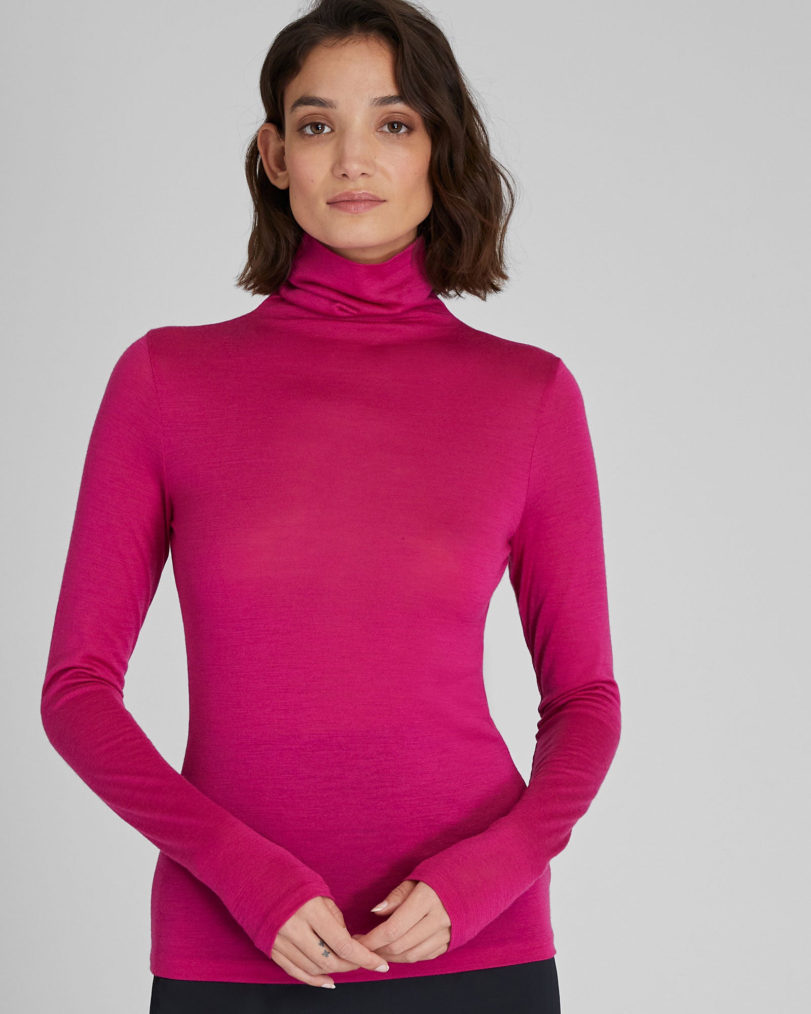CLUB MONACO - Julianna Wool Blend Turtleneck - Hot Pink