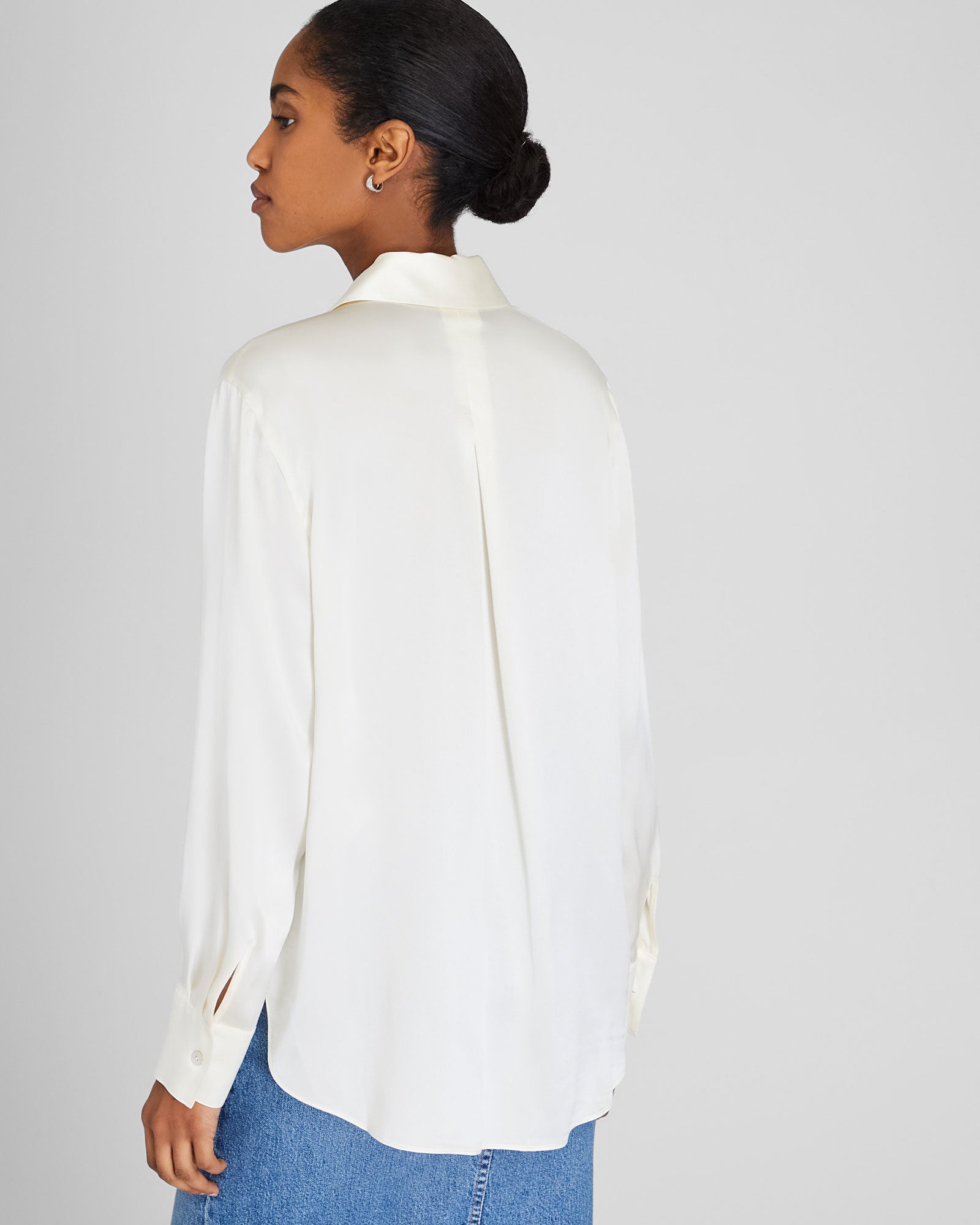 CLUB MONACO - Silk Charmeuse Button-Down Shirt - Snow White