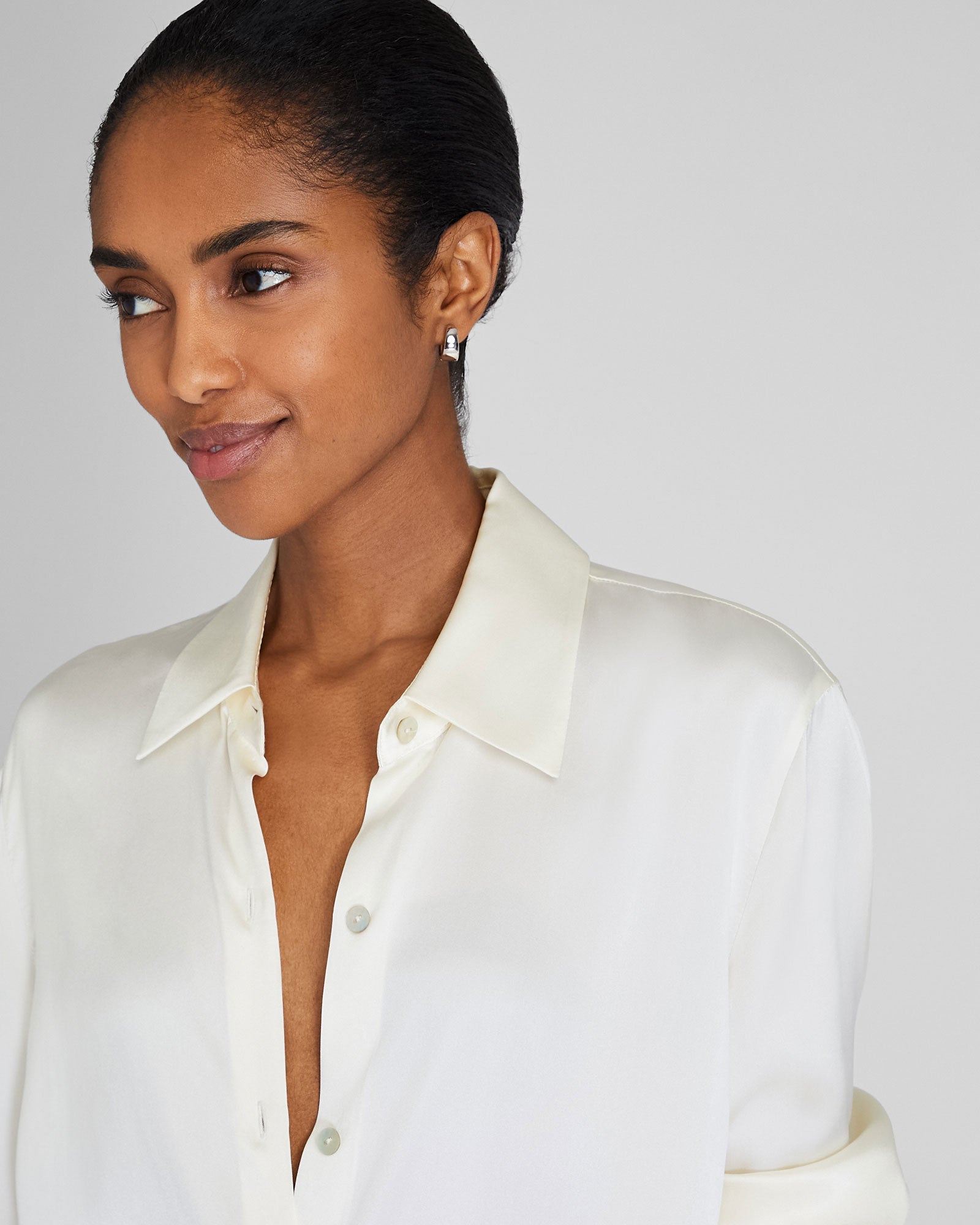CLUB MONACO - Silk Charmeuse Button-Down Shirt - Snow White