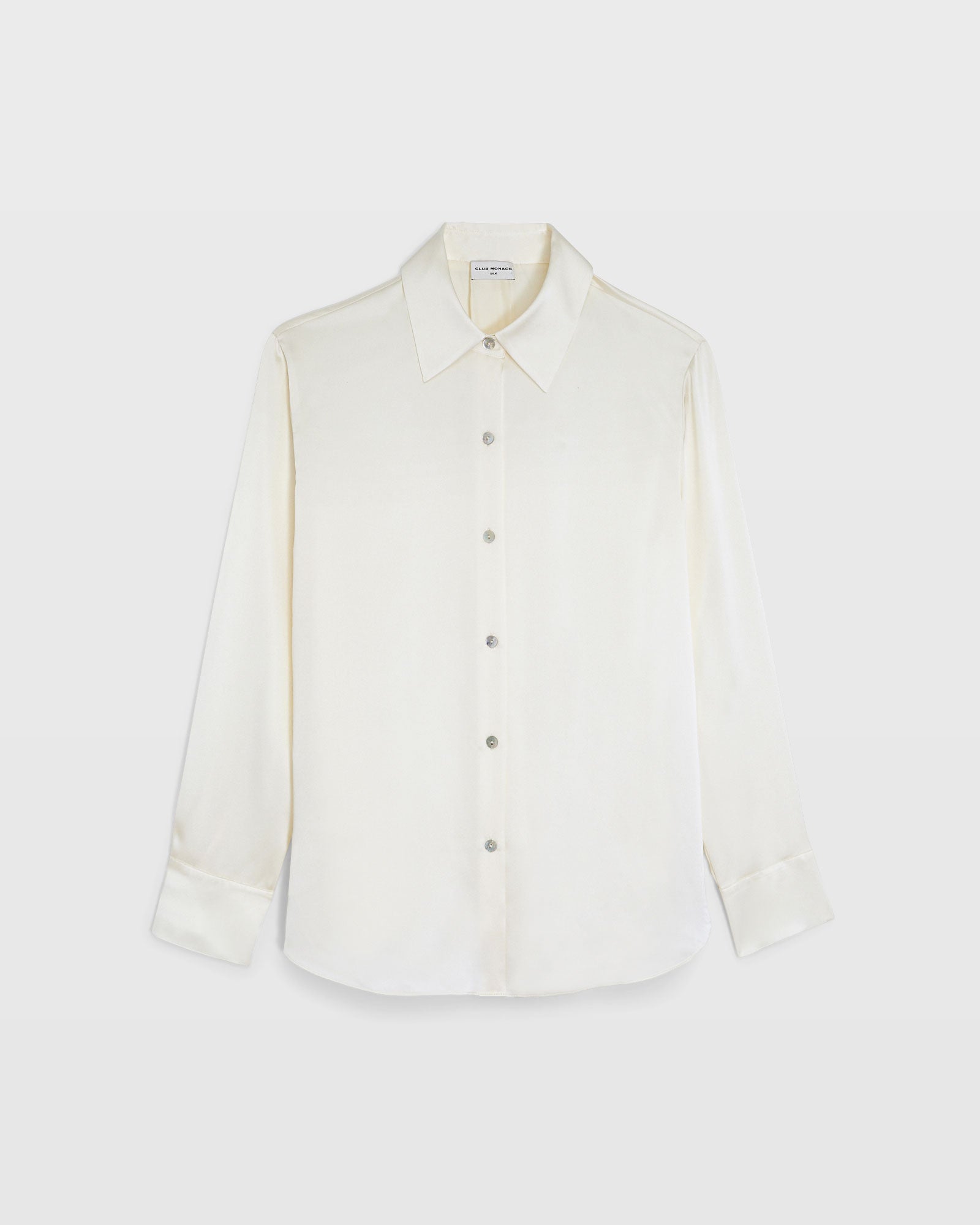 CLUB MONACO - Silk Charmeuse Button-Down Shirt - Snow White