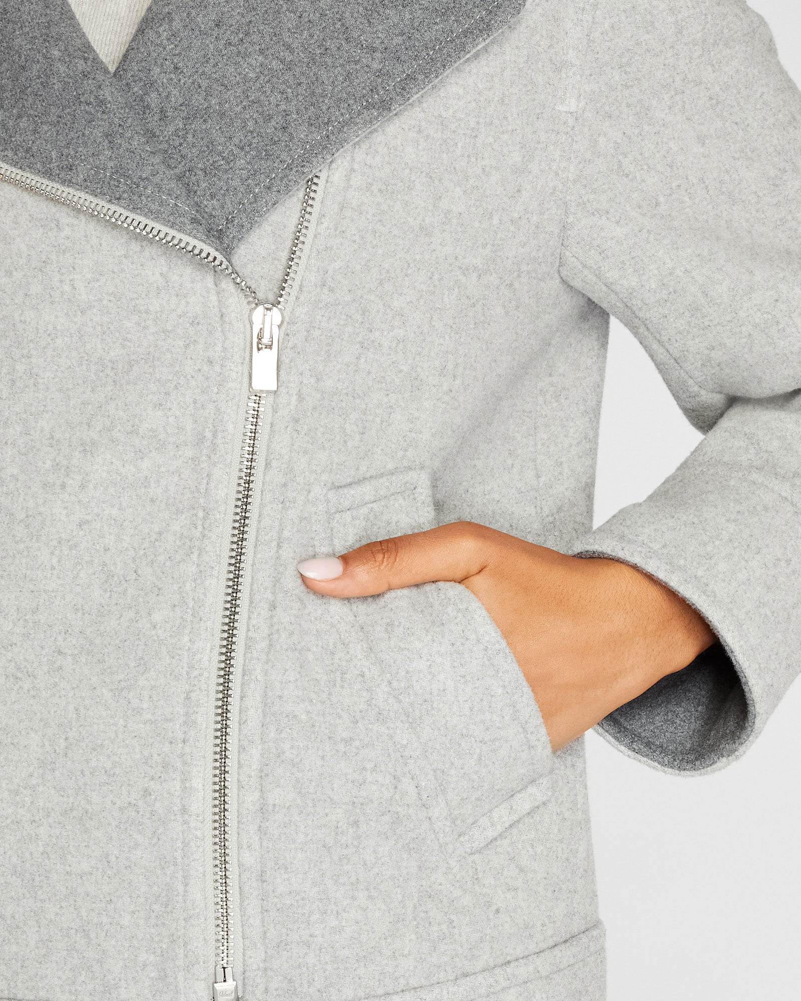 CLUB MONACO - Two-Tone Moto Jacket - Grey