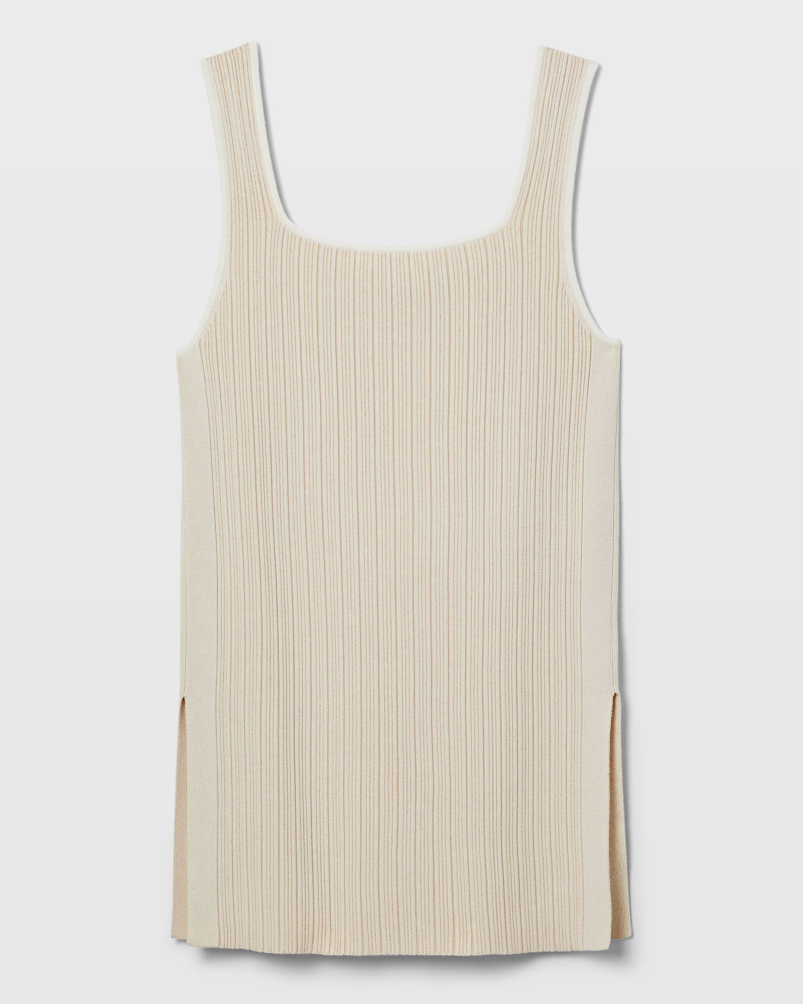 CLUB MONACO - Camisole à rayures et col carré - Mélange beige