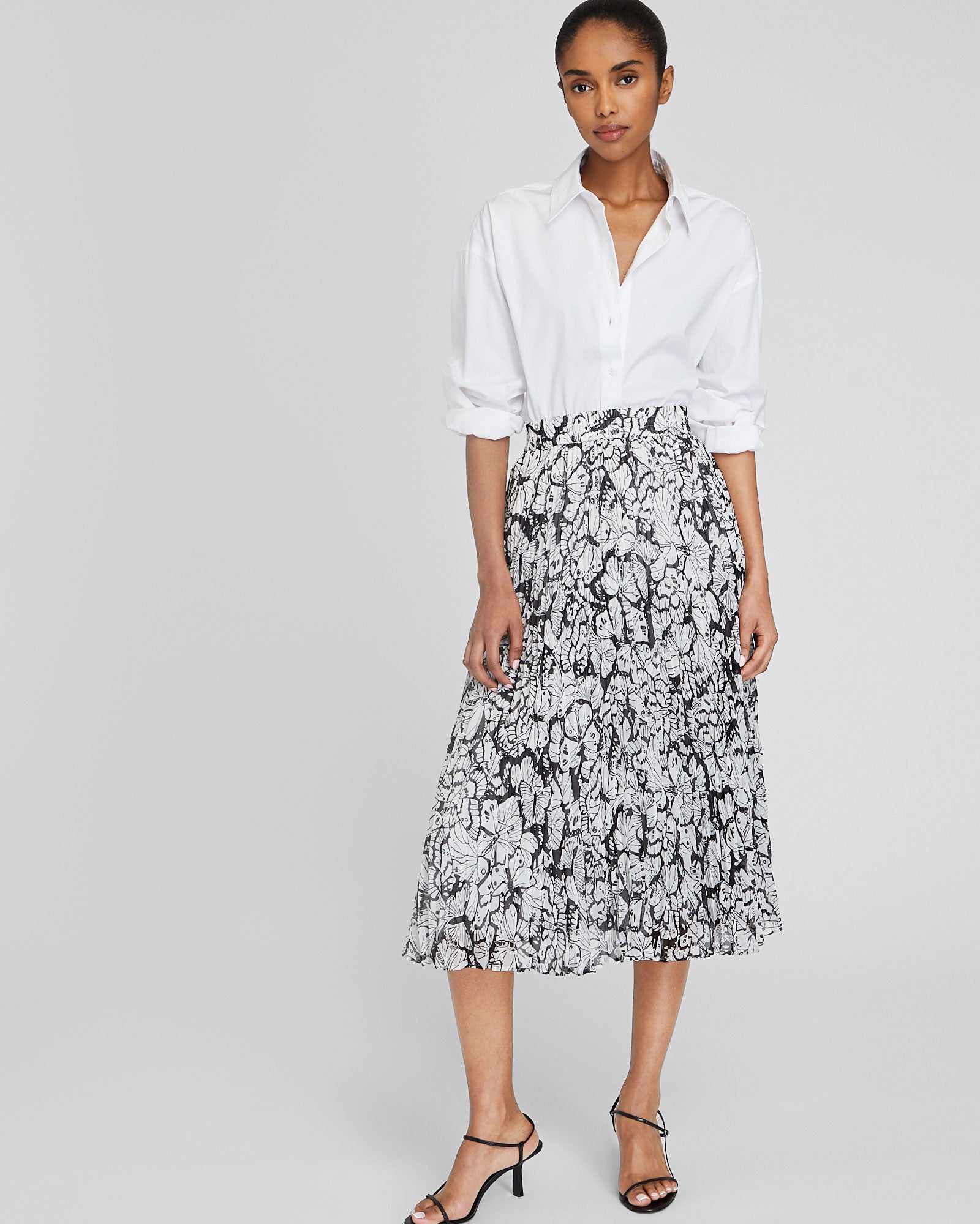 CLUB MONACO - Printed Pleat Skirt - Black Grand Print