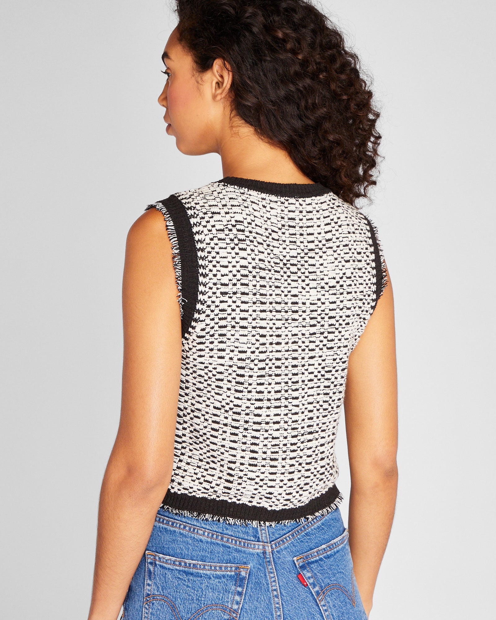 CLUB MONACO - Coquille à point texturé - Blanc-noir