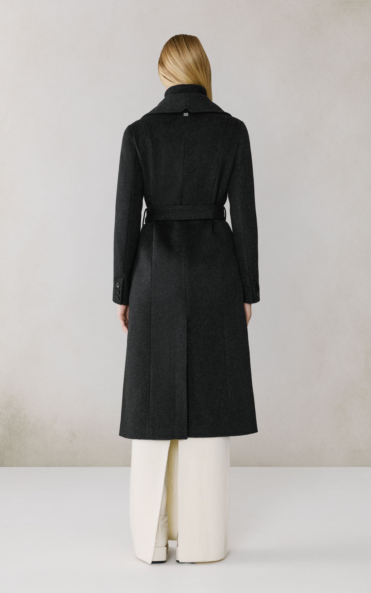 Club Monaco - SOIA & KYO Ilana-N Belted Coat in Stretch Cotton in Black Heather Grey - Black Heather Grey