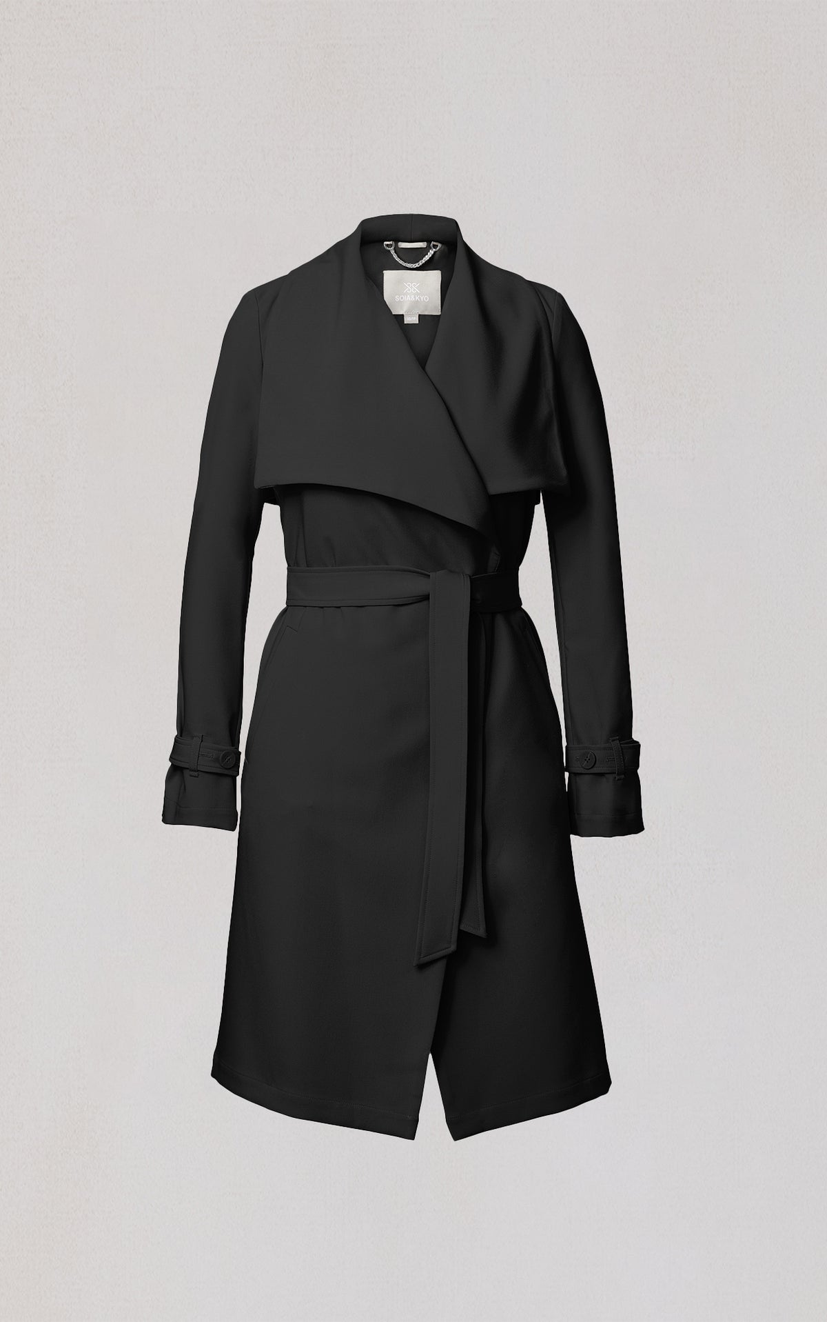 Club Monaco - SOIA & KYO Olivia Draped Wrap Coat in Black - Noir