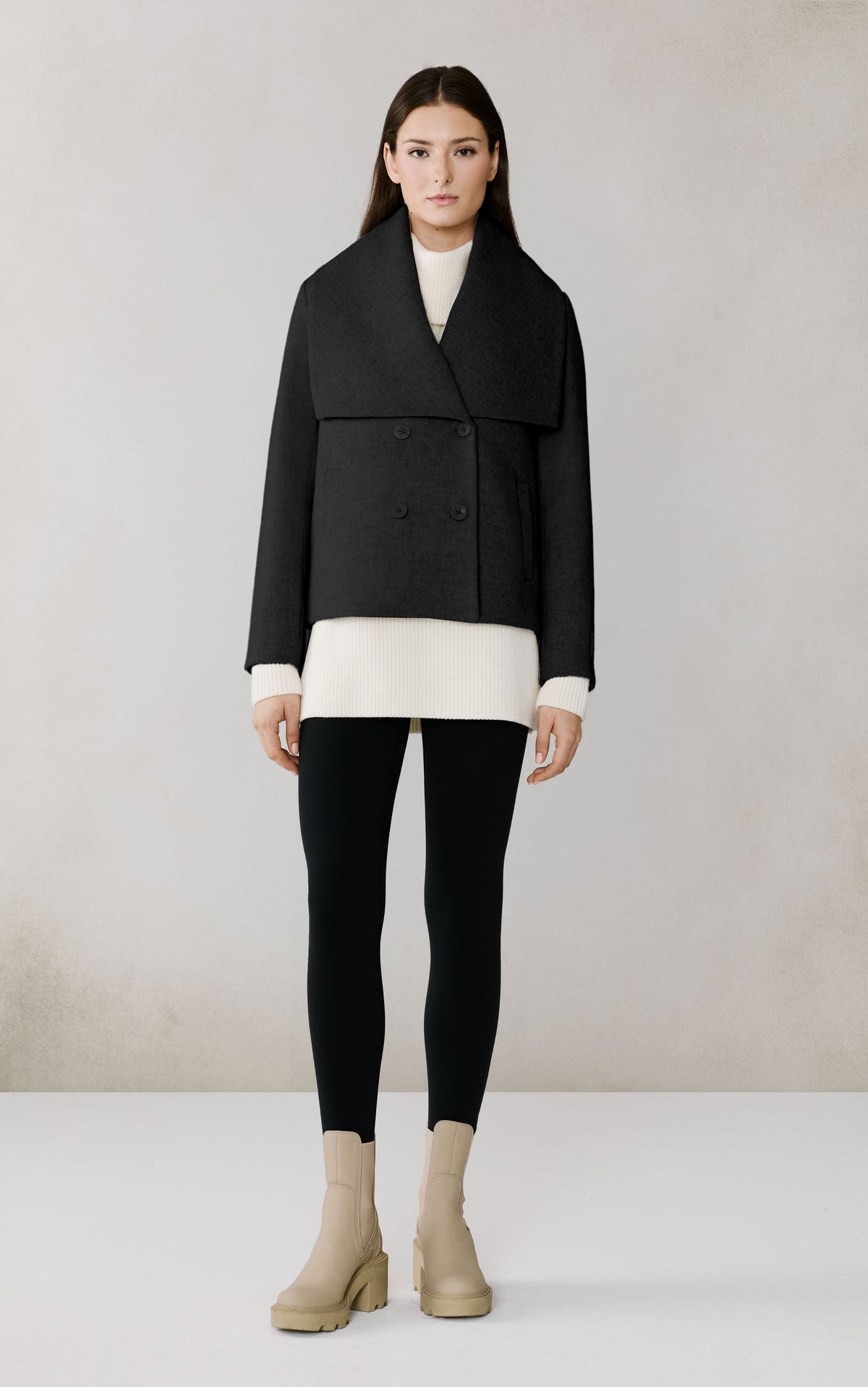 Club Monaco - SOIA & KYO Tala Double Breasted Wool Coat in Black - Black