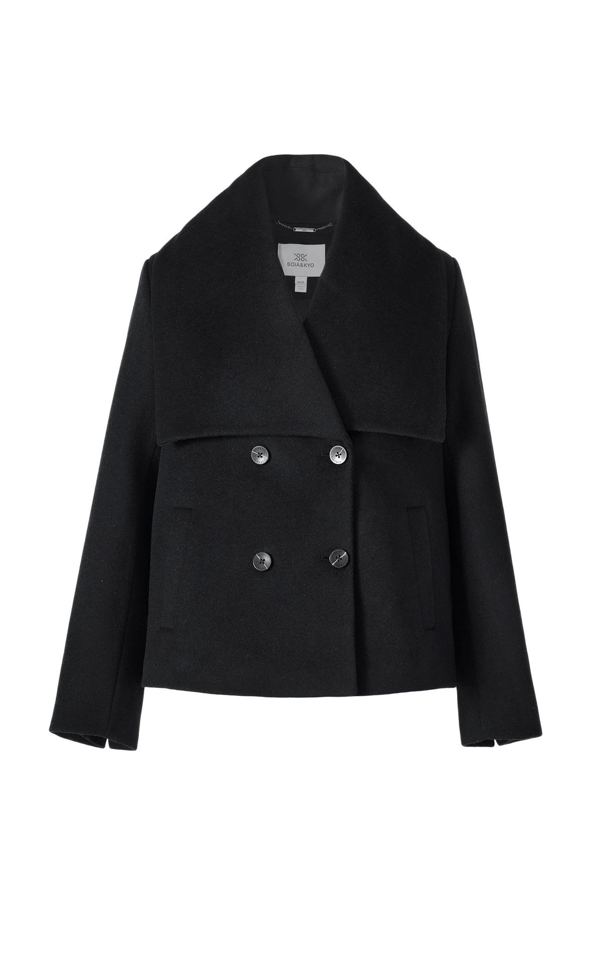 Club Monaco - SOIA & KYO Tala Double Breasted Wool Coat in Black - Black