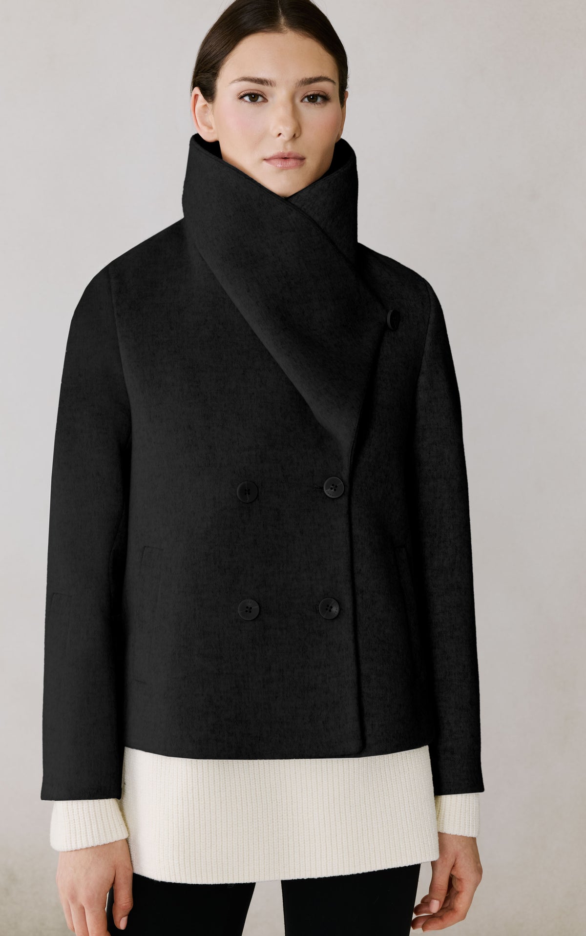 Club Monaco - SOIA & KYO Tala Double Breasted Wool Coat in Black - Black