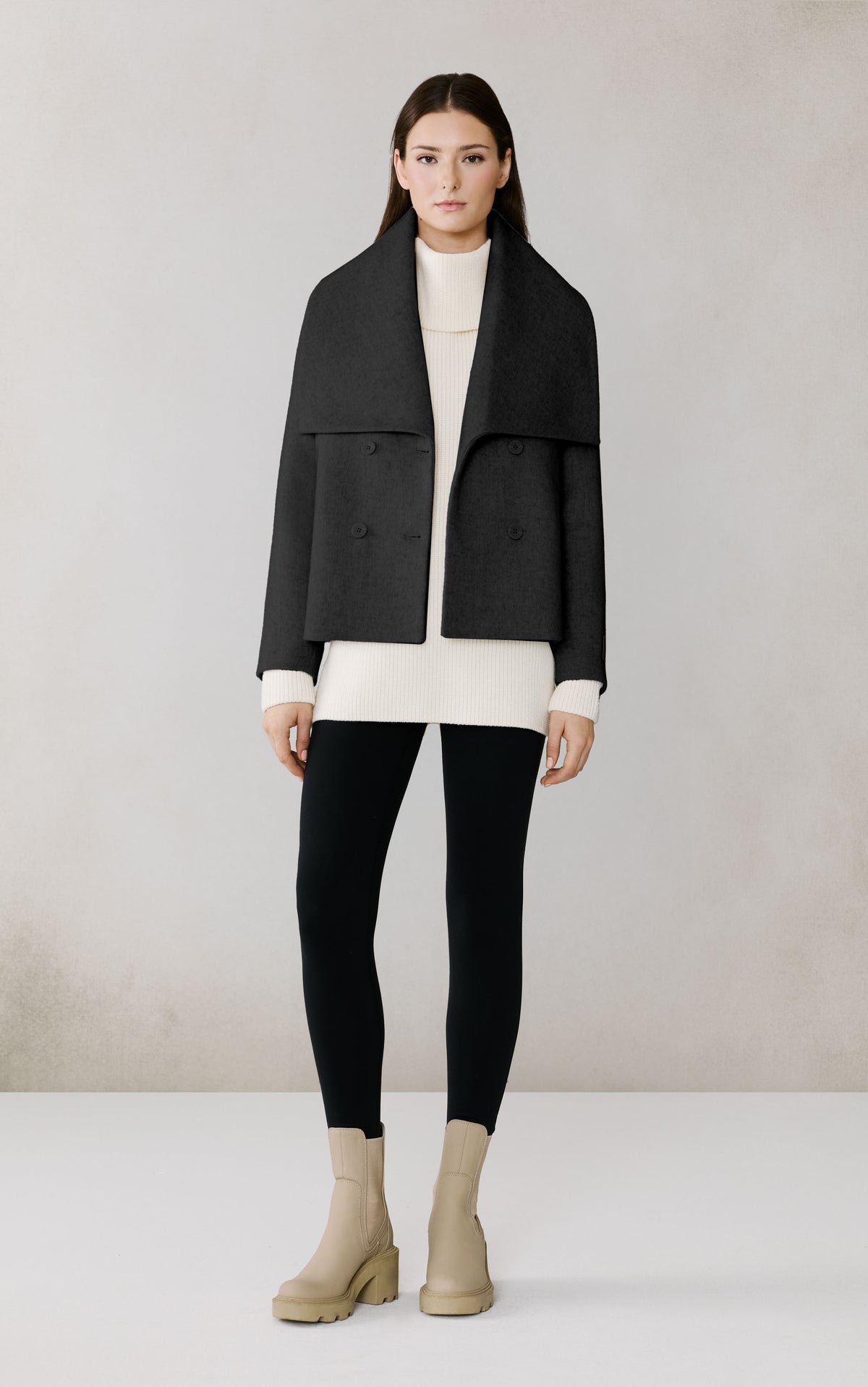 Club Monaco - SOIA & KYO Tala Double Breasted Wool Coat in Black - Black