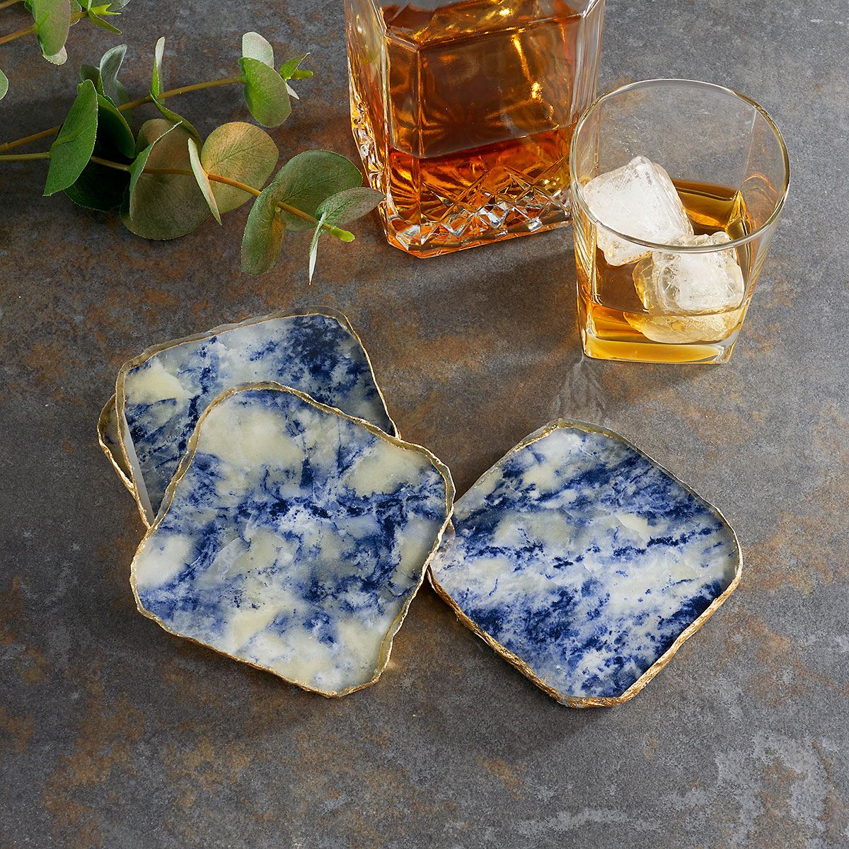 CLUB MONACO - Agate Marble Glass Coaster - 