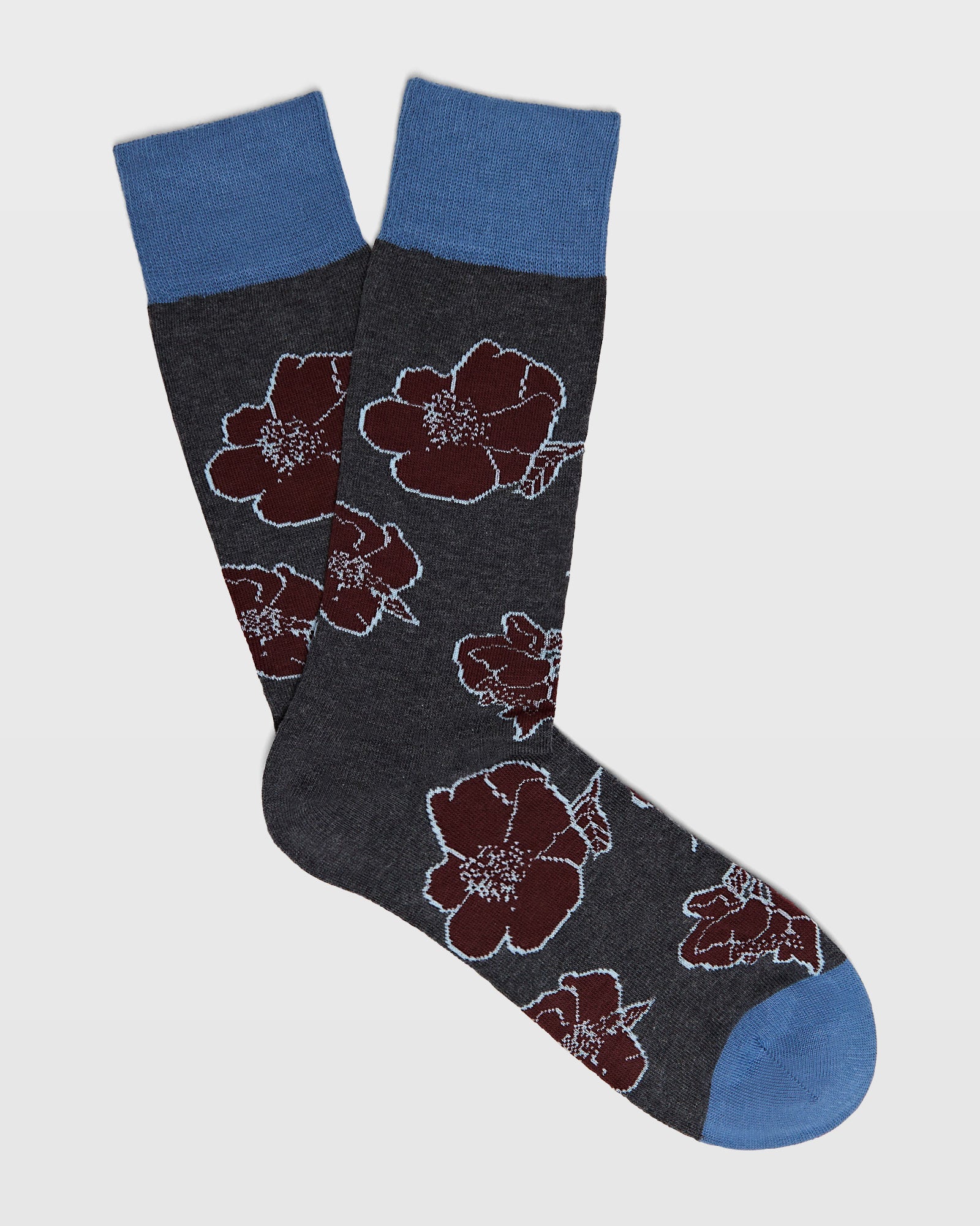 CLUB MONACO - Floral-Pattern Socks - Blue Mix