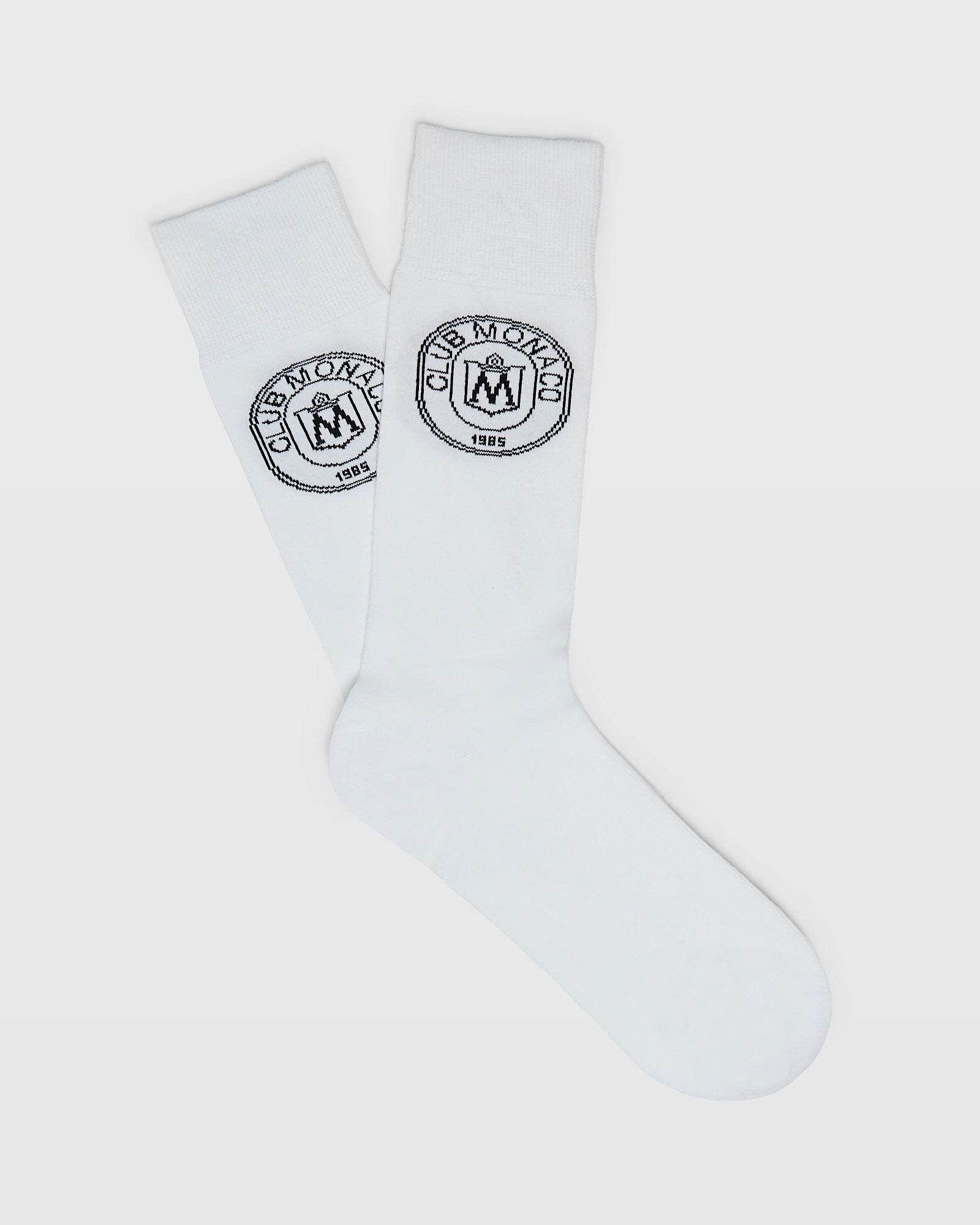 CLUB MONACO - Embroidered Crest Socks - White