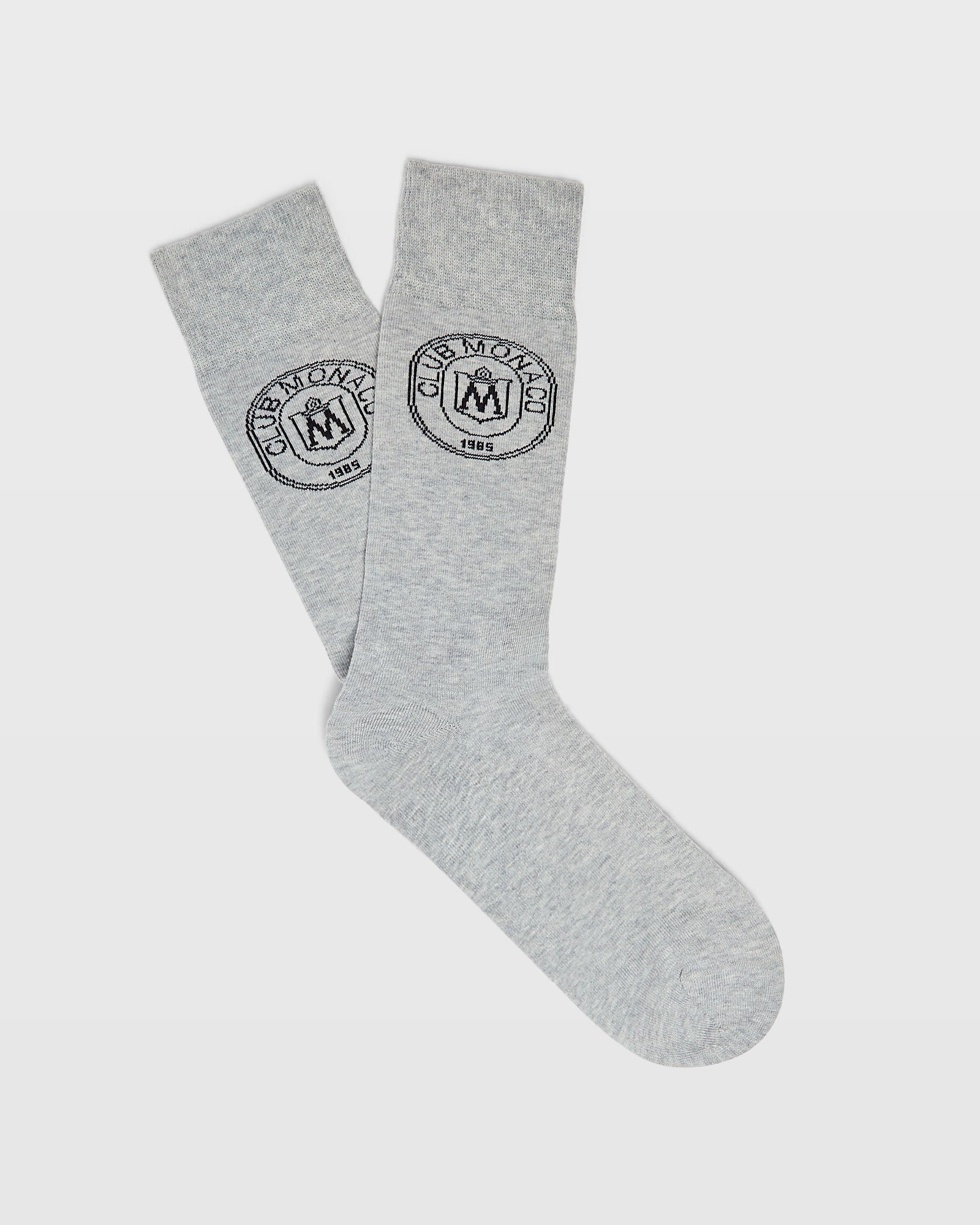 CLUB MONACO - Embroidered Crest Socks - Light Heather Grey