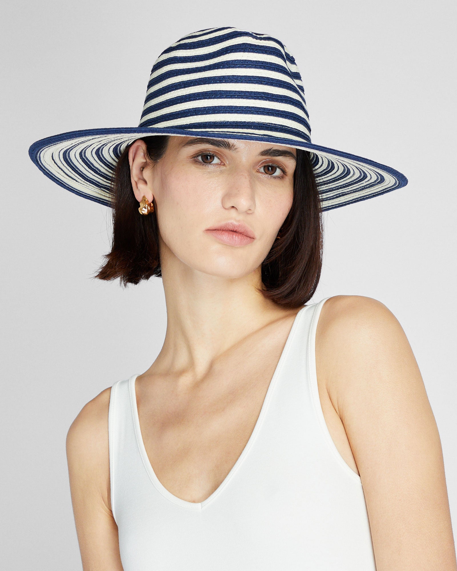 CLUB MONACO - Continental Stripe Hat - Navy White Stripe