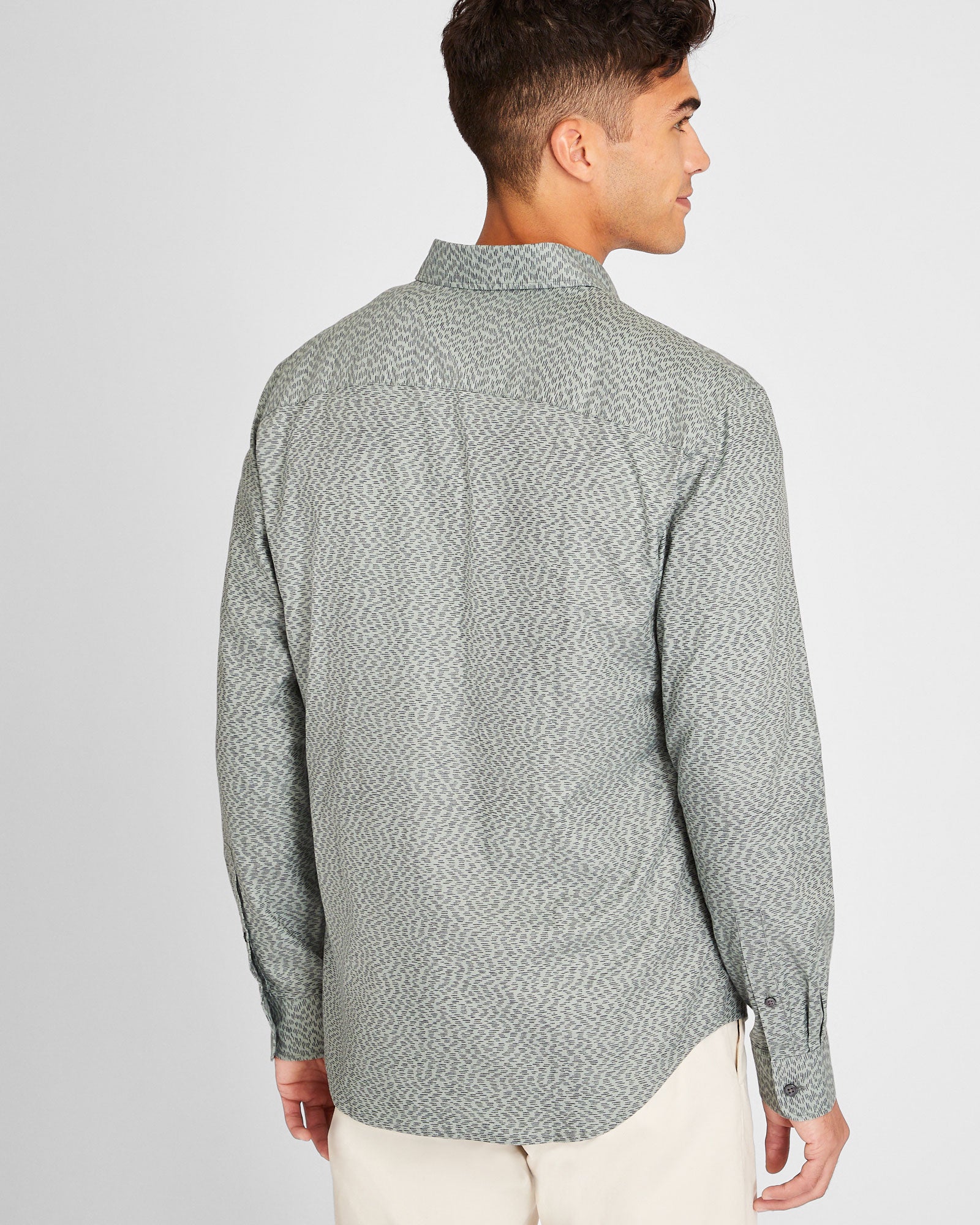 CLUB MONACO - Long-Sleeve Textured Print Poplin Shirt - Multi