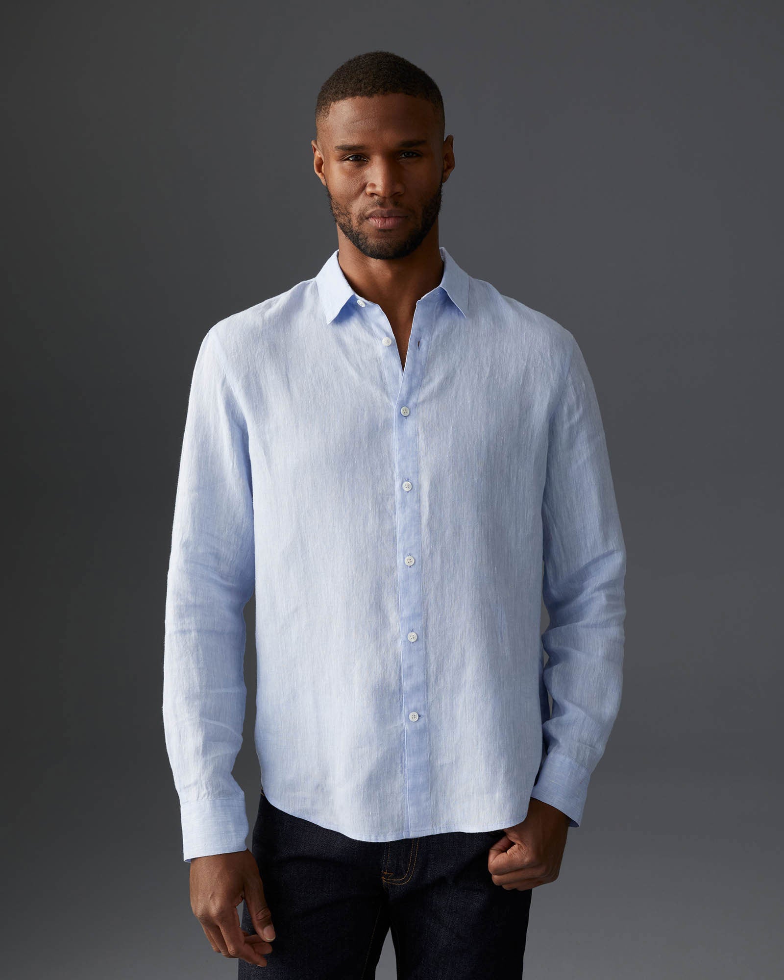 CLUB MONACO - Chemise en lin Carlo Basetti - Bleu