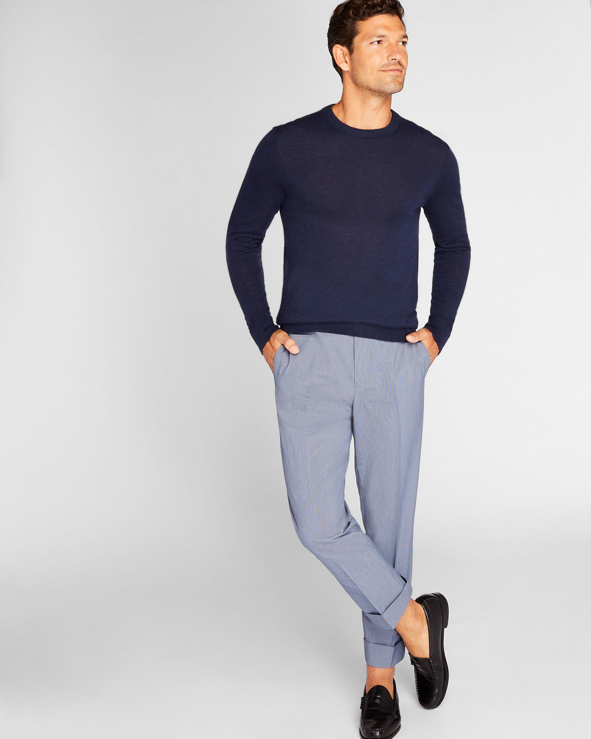 Club Monaco - Drainpipe Textured Pant - Blue Mix