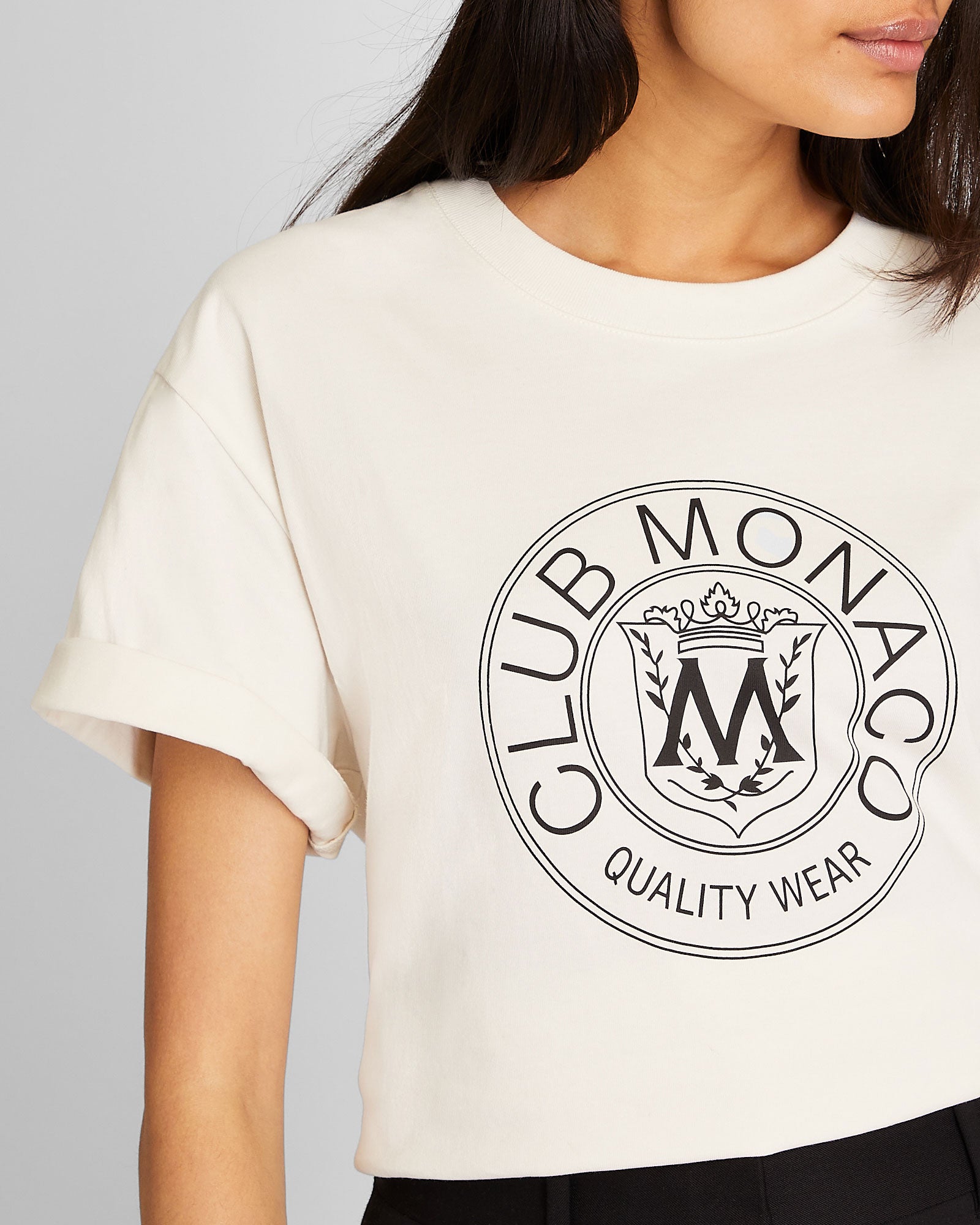 CLUB MONACO - Crest Short Sleeve Tee - White
