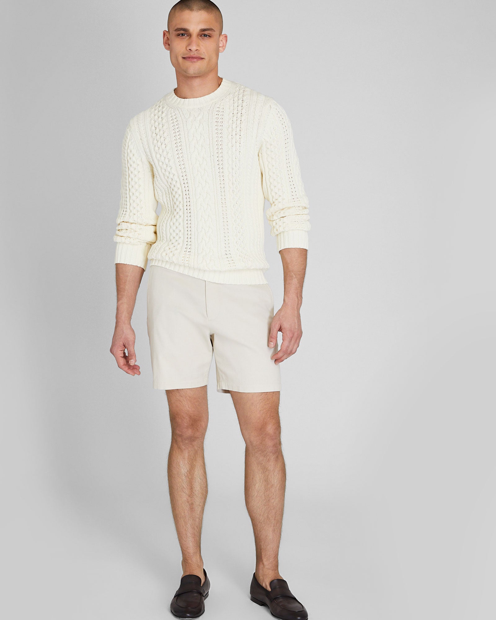 CLUB MONACO - Large Cable Crewneck - Antique White