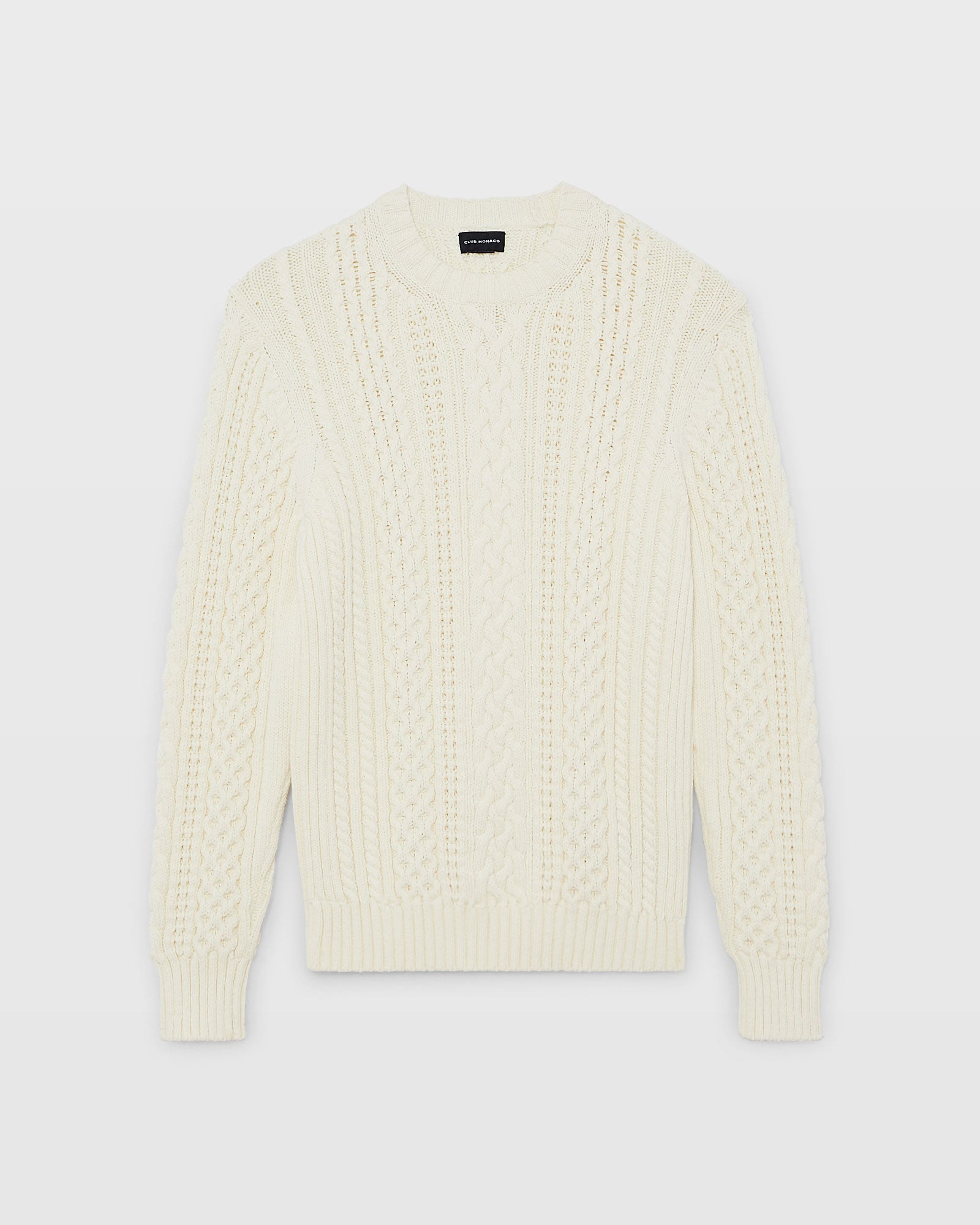 CLUB MONACO - Large Cable Crewneck - Antique White