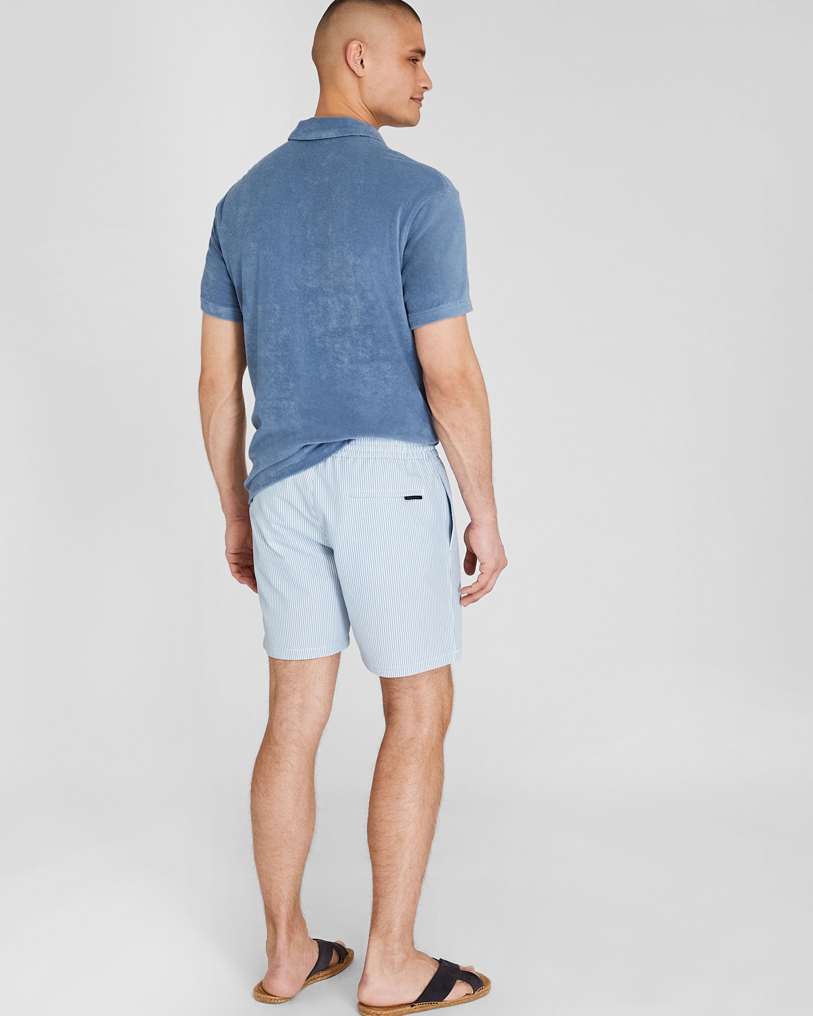 CLUB MONACO - Maillot de bain Bo gaufré 17 ½ cm - Bleu moyen