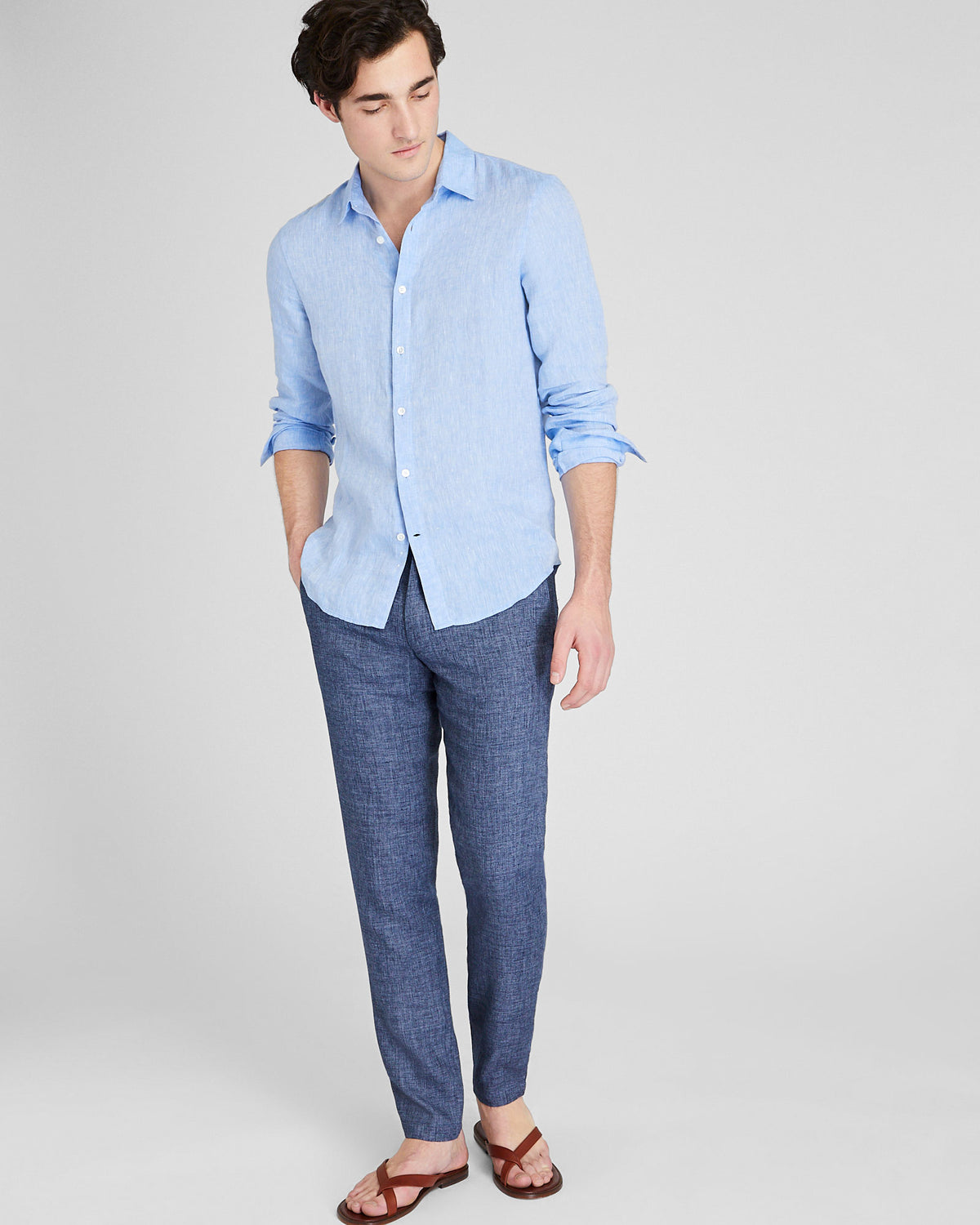 Men's Navy Base Connor Linen Pant | Club Monaco Corp, CA US