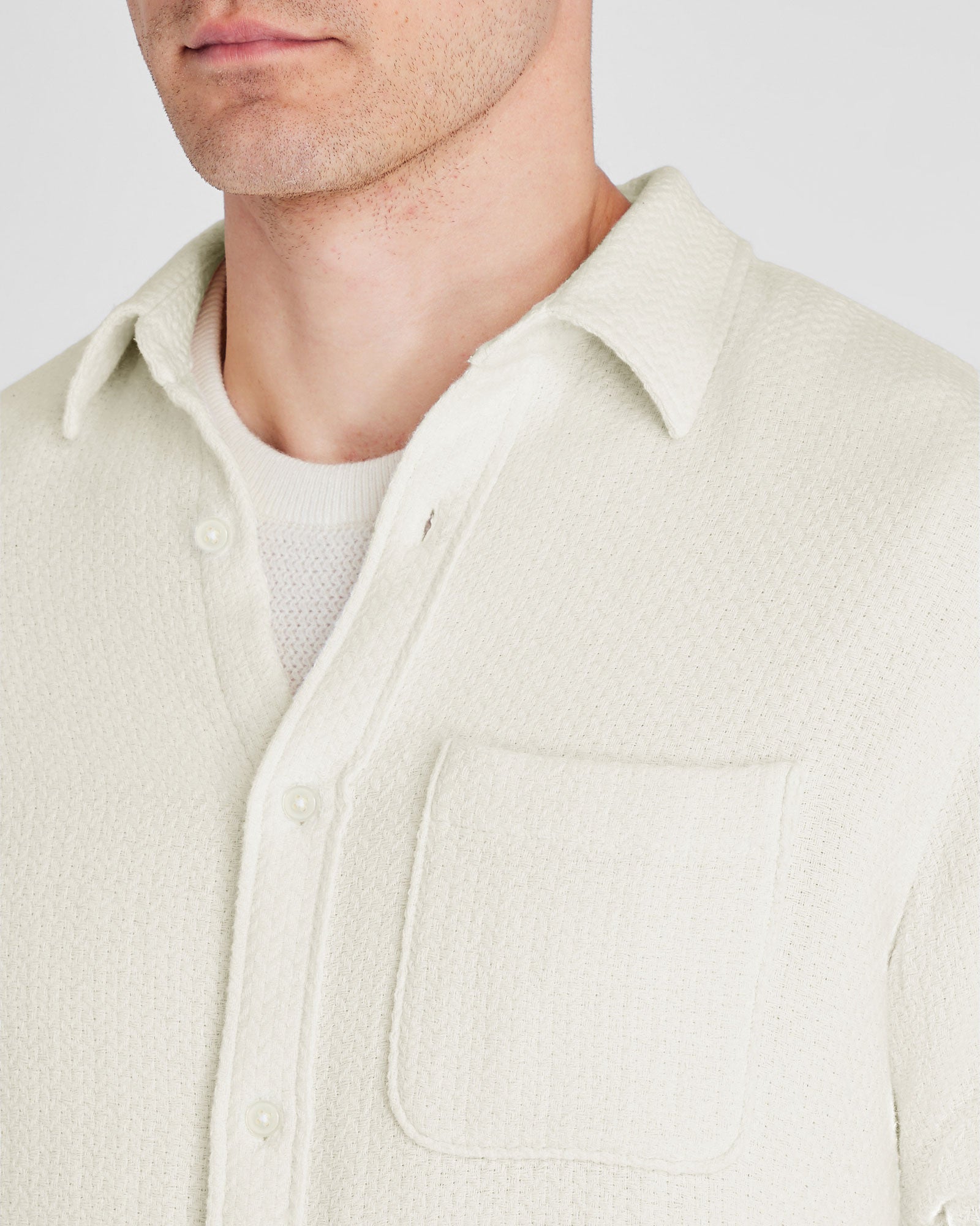 CLUB MONACO - Chemise à texture à chevrons - Ivoire