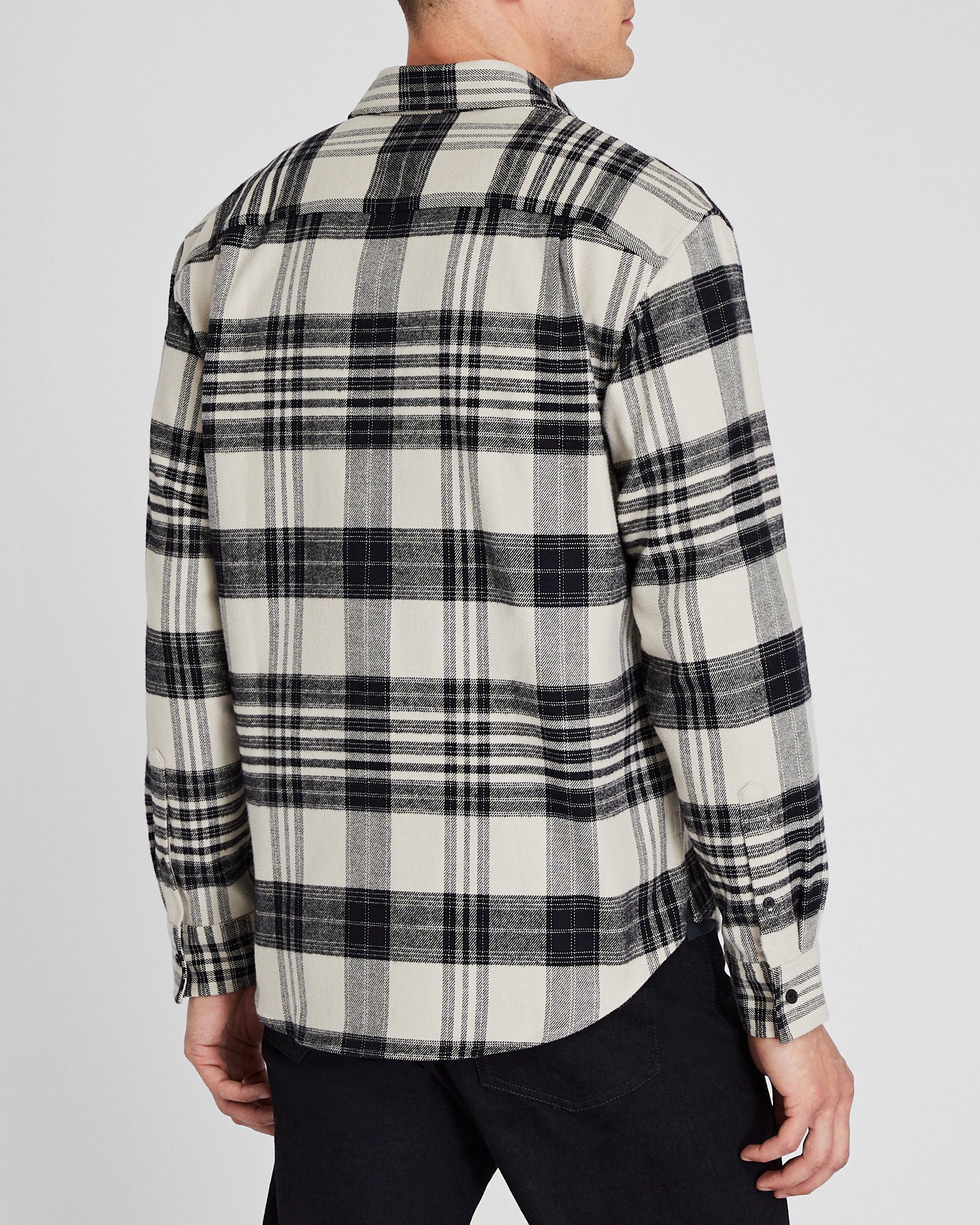 CLUB MONACO - Plaid Heavyweight Flannel Shirt - Oatmeal Mix