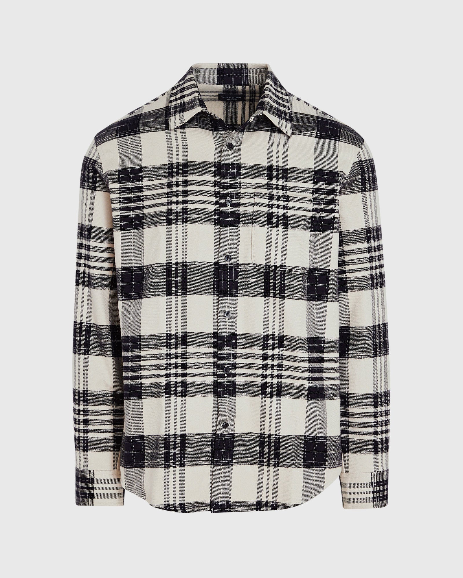 CLUB MONACO - Plaid Heavyweight Flannel Shirt - Oatmeal Mix