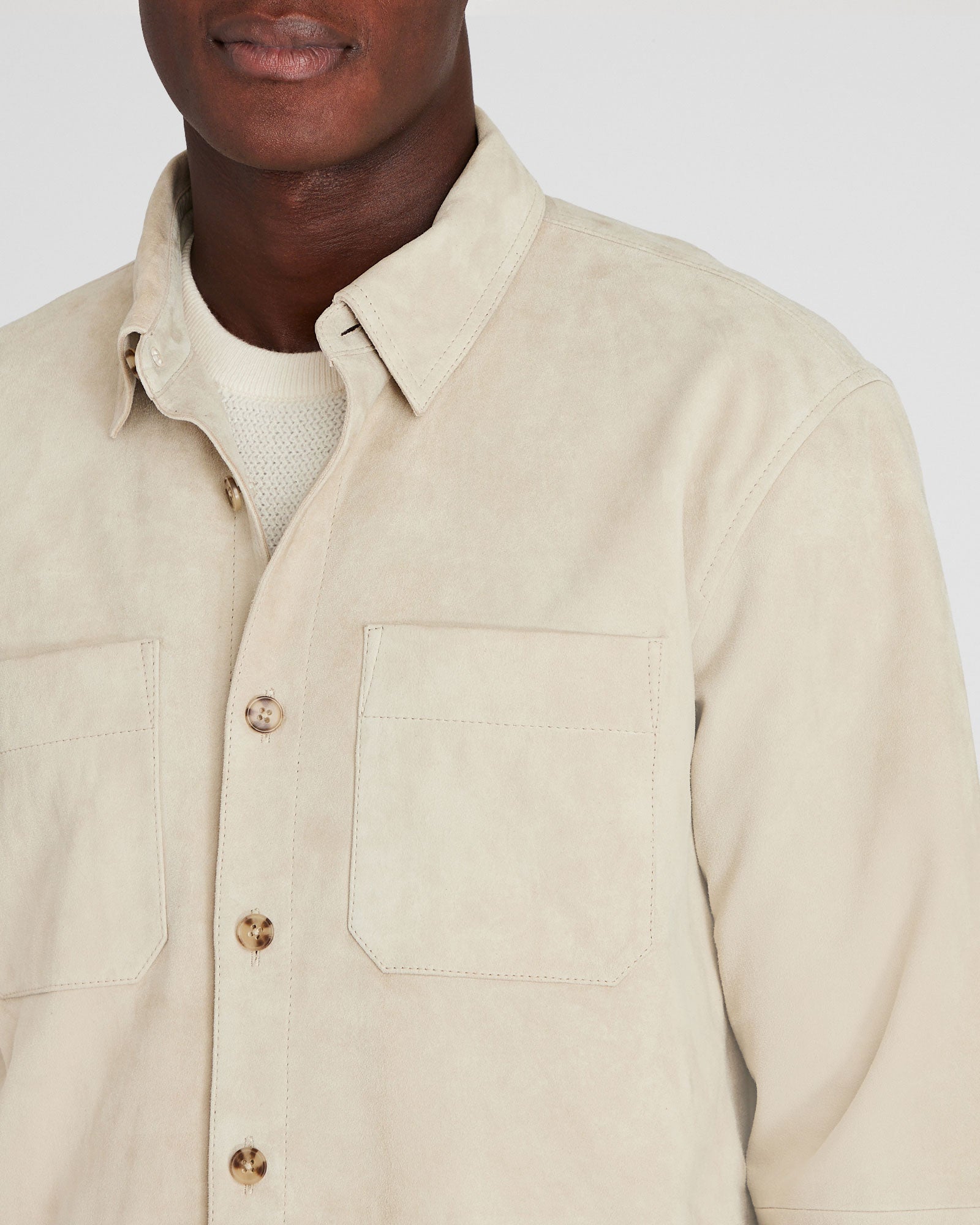 CLUB MONACO - Veste chemise en daim - Beige