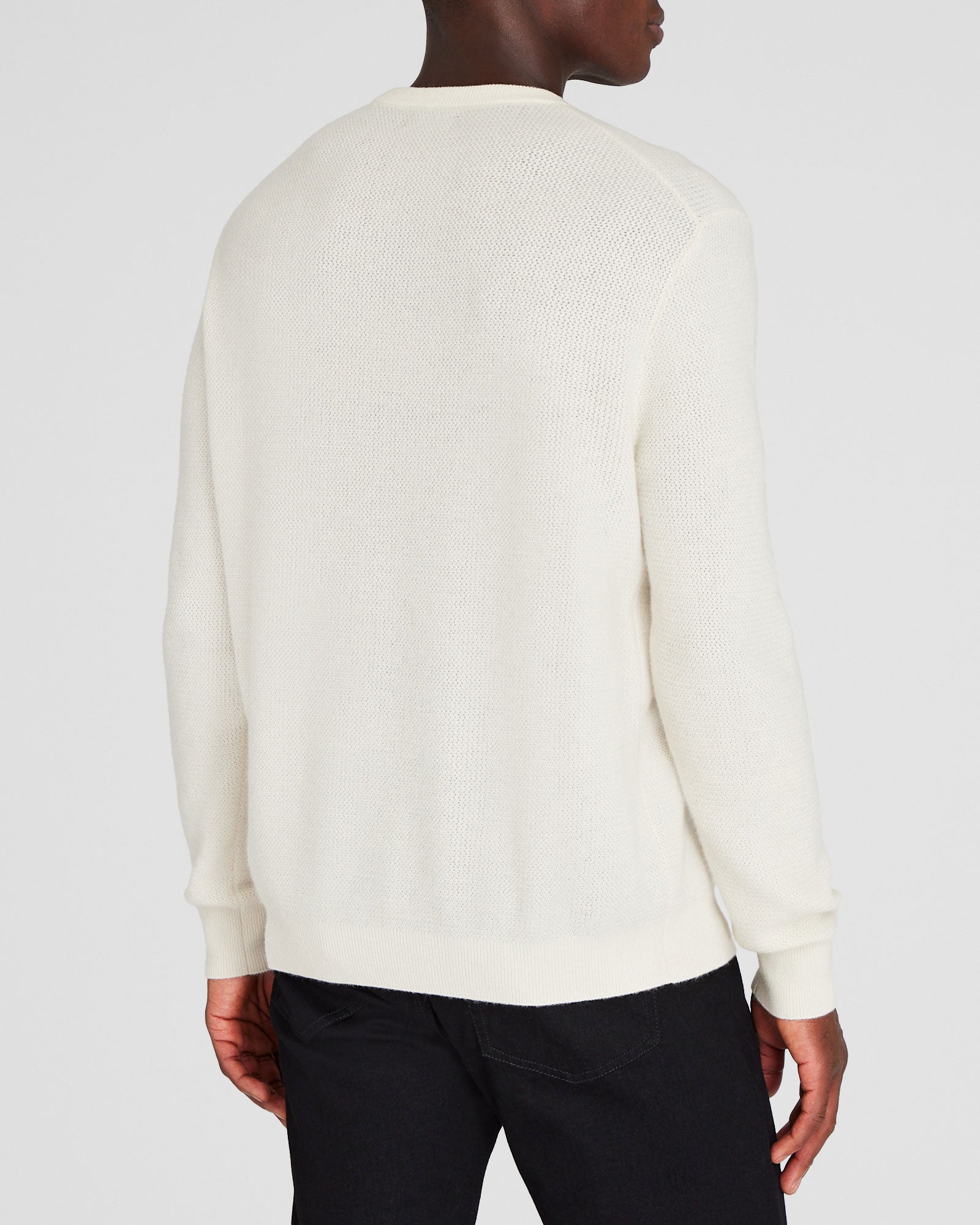 CLUB MONACO - Cashmere Refined Racking Crewneck - Cream