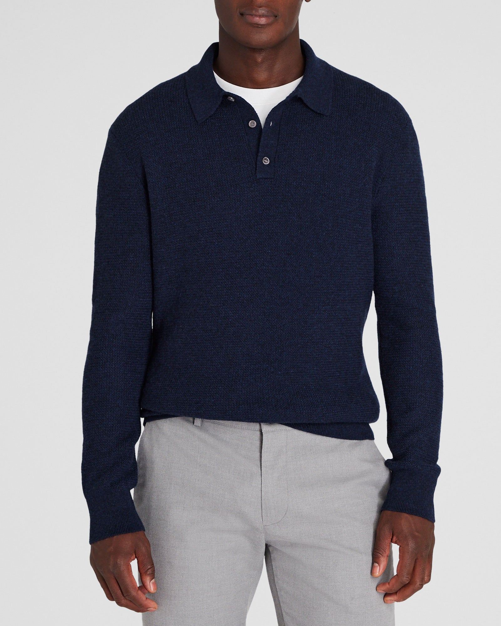 CLUB MONACO - Cashmere Refined Racking Polo - Navy
