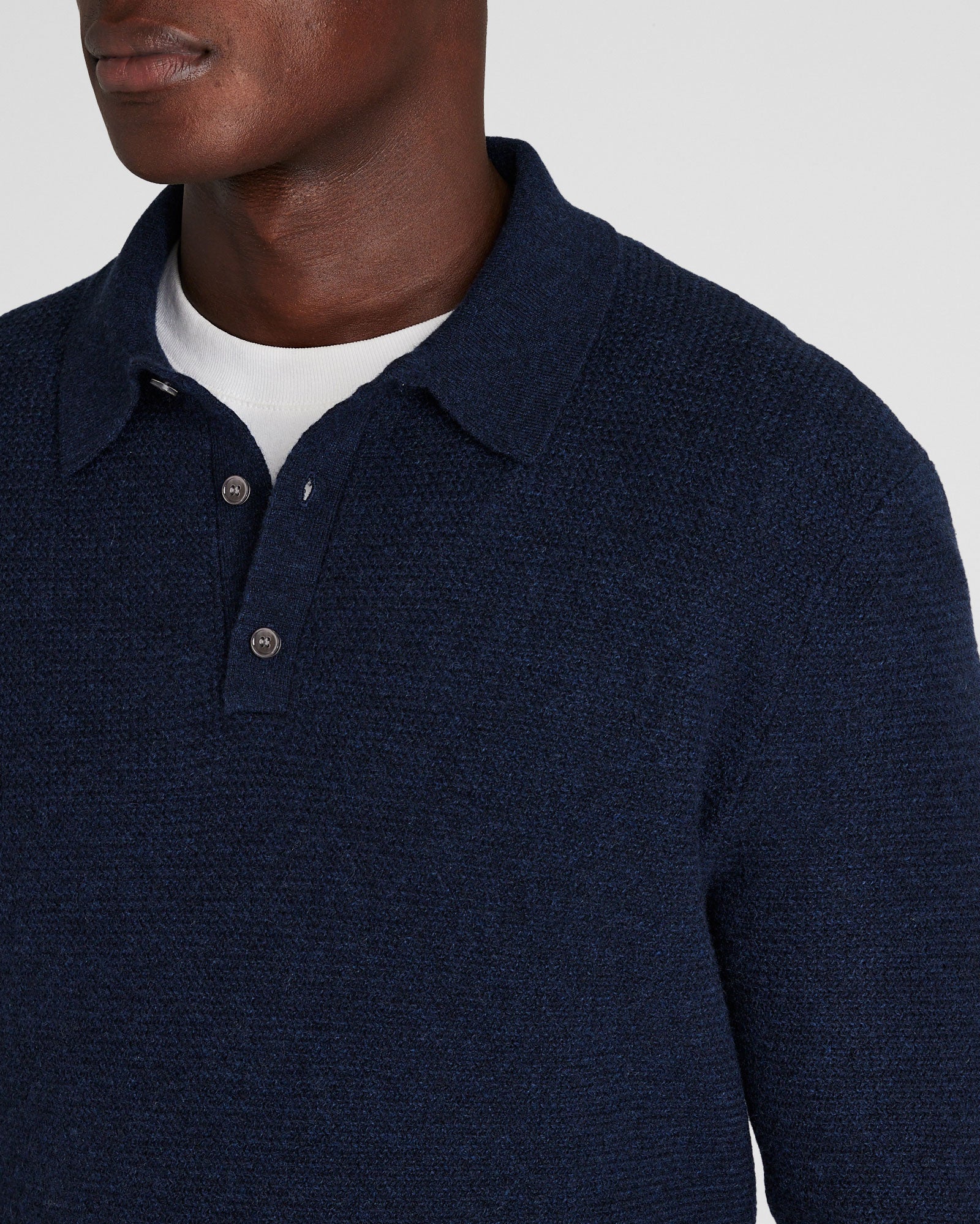 CLUB MONACO - Cashmere Refined Racking Polo - Navy