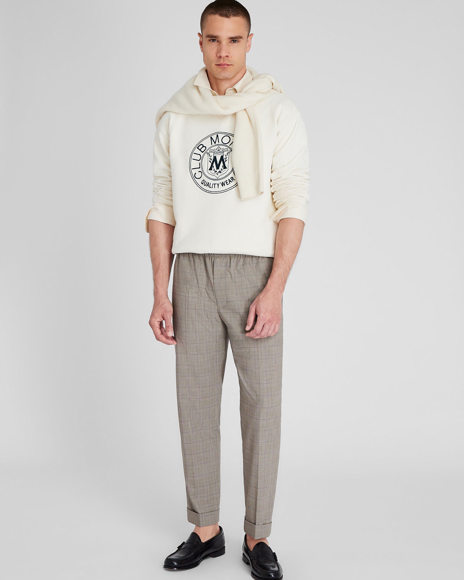 CLUB MONACO - Embroidered Crest Crewneck - Off White