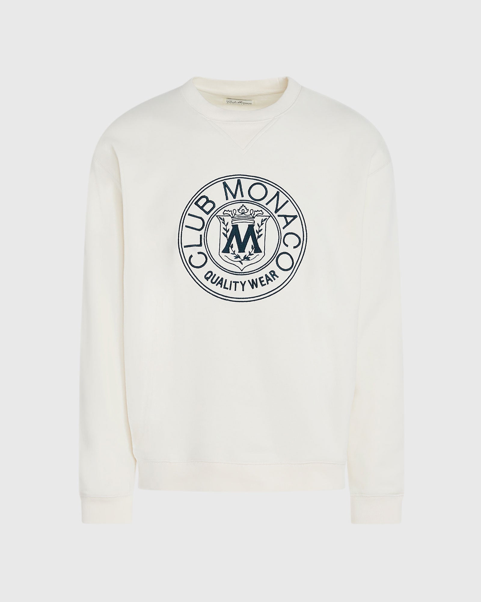 CLUB MONACO - Embroidered Crest Crewneck - Off White